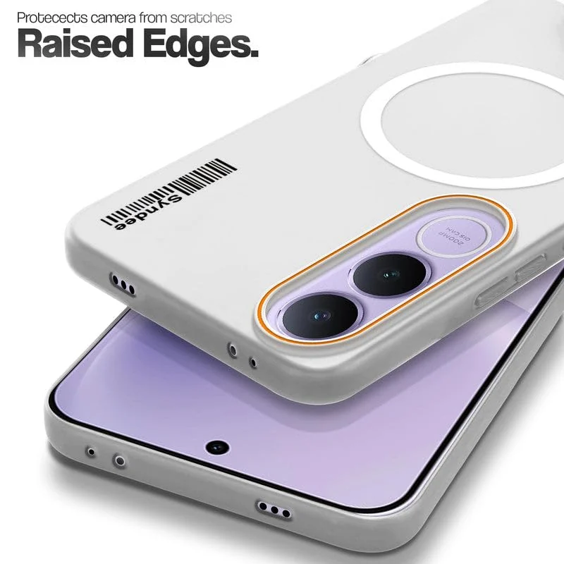 DL3 Mobilak Translucent Matte Case for vivo V70 FE, Compatible with MagSafe accessories, Shock-absorbing protection, Integrated ring holder - Clear
