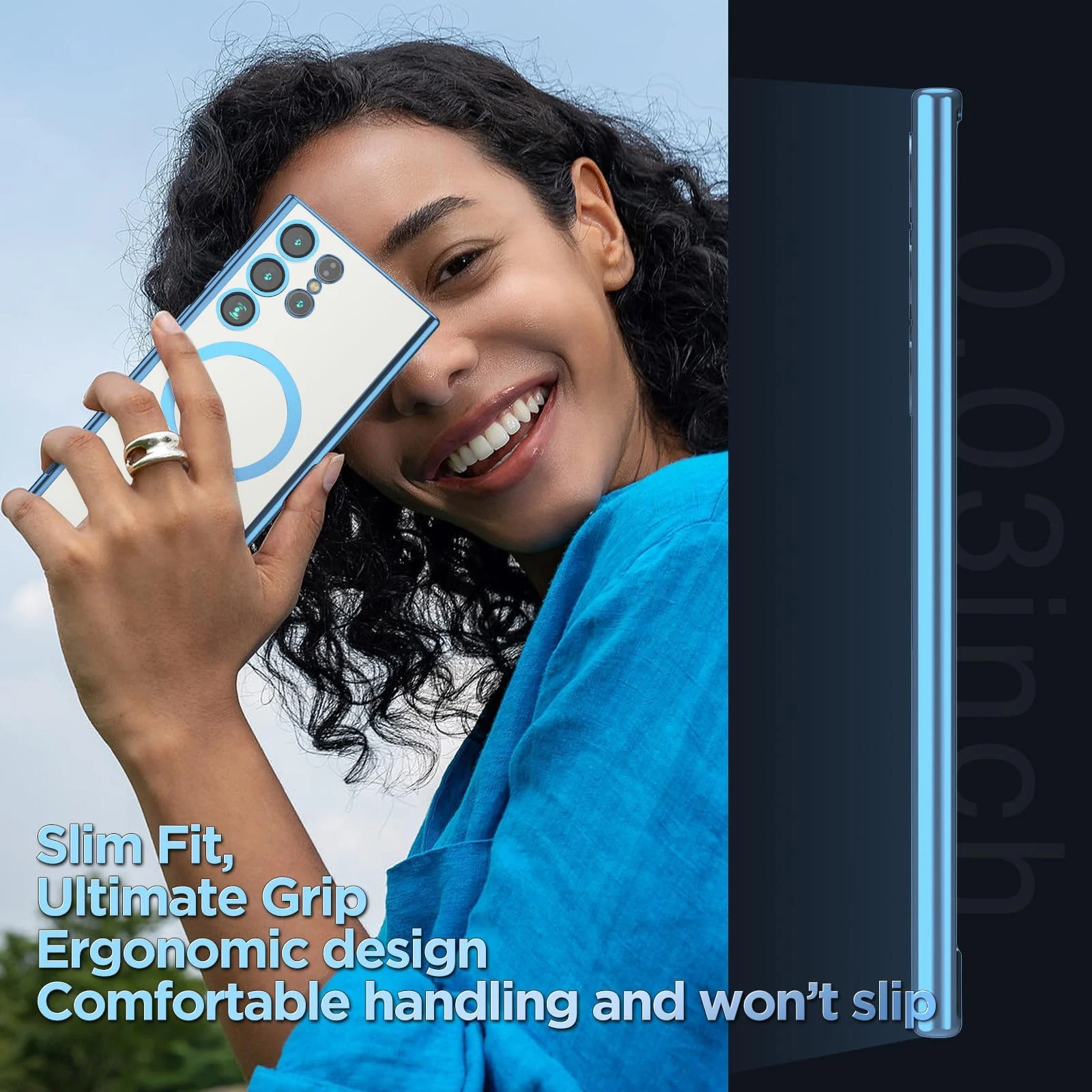DL3 Mobilak Clear MagSafe-Compatible Magnetic Case for Samsung Galaxy Note 10 Plus with Camera Protection and Shockproof Design - Blue