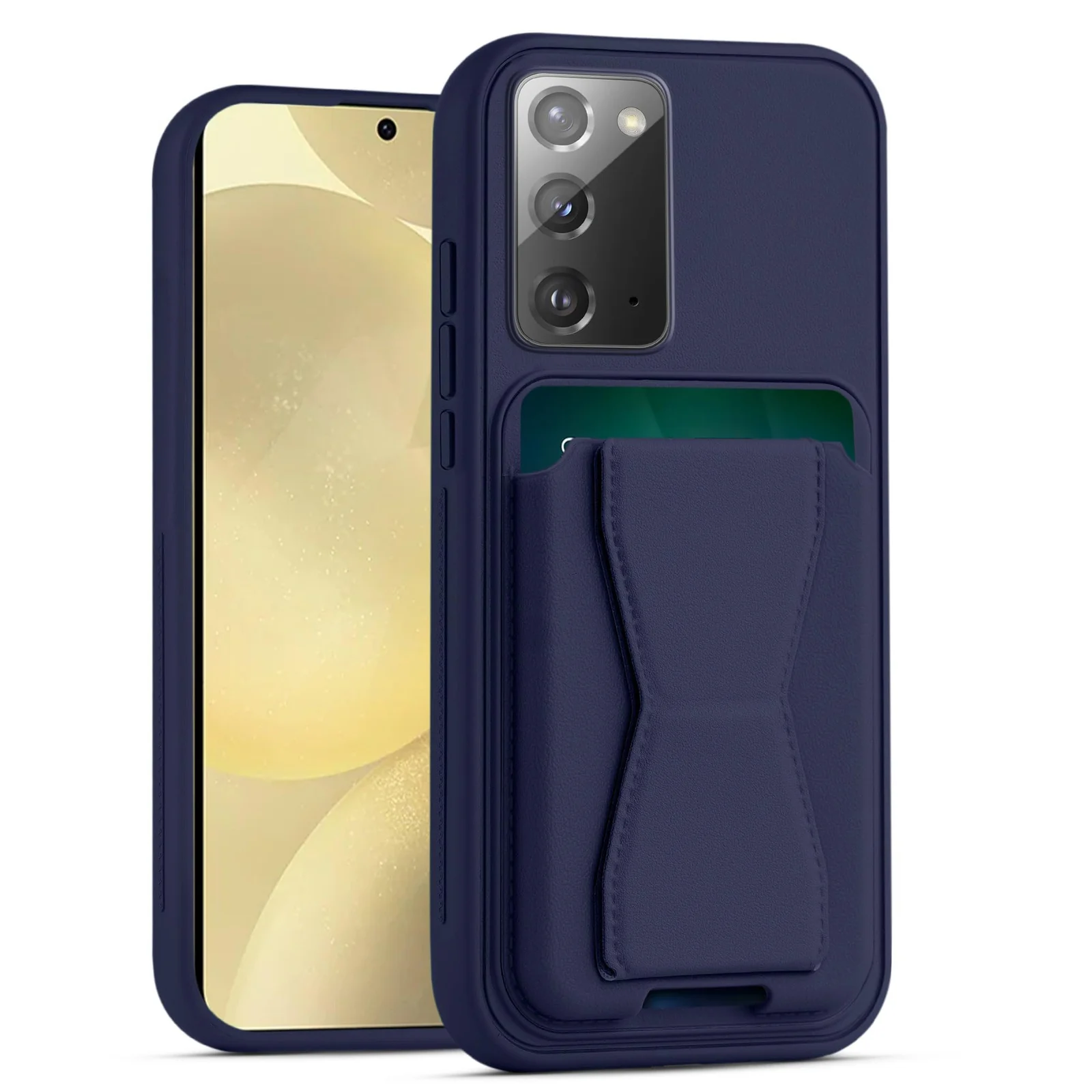 DL3 Mobilak Leather Wallet Case Compatible with Samsung Galaxy Note 20 5G, Leather Back Cover With TPU Frame, Shockproof Protective Phone Case with Card Holder Stand - Blue