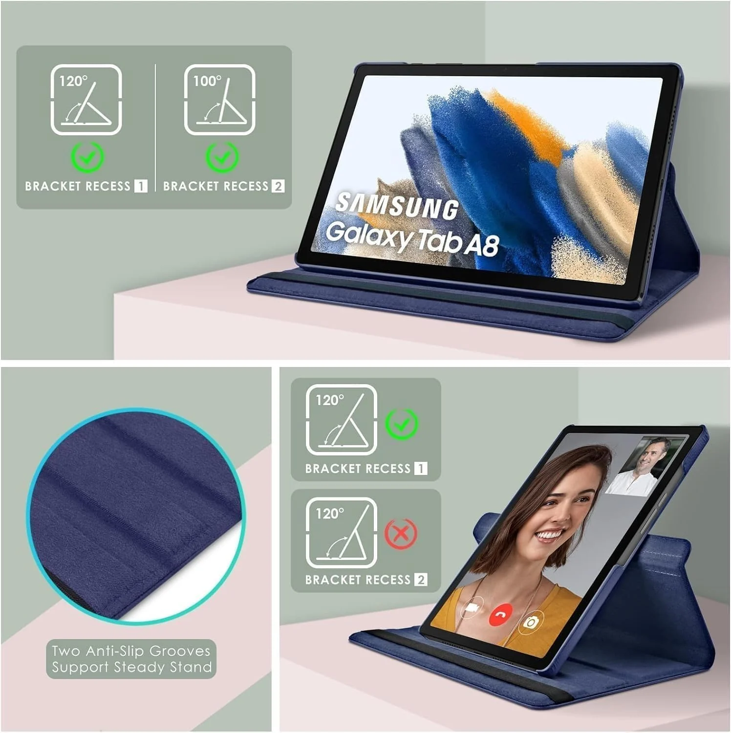 DL3 Mobilak Protective Cover for iPad (A16) 11th/10th Generation (2025/2022), 360° Rotatable Smart Stand, Leather Folio Flip Cover with Multi-Angle Viewing, Auto Wake Sleep - Blue
