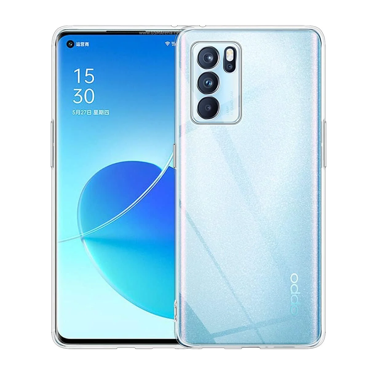 DL3 Mobilak Case Compatible with OPPO Reno 6 5G Case Crystal Soft TPU Gel Case Flexible Silicone Anti-Scratch Camera Protection TPU Cover - Clear