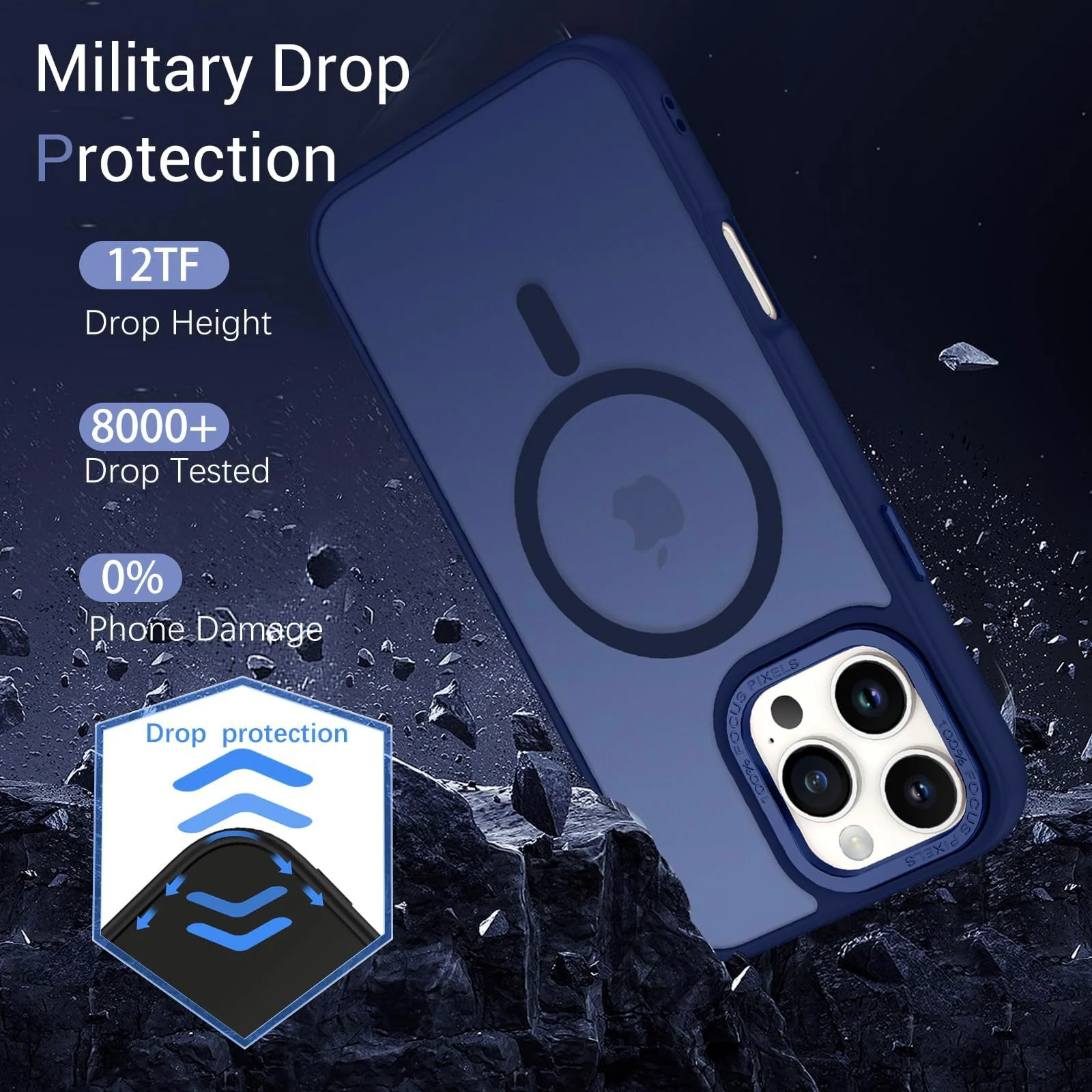 DL3 Mobilak Case for iPhone 15 Pro 6.1-Inch Magnetic Translucent Matte Phone Cases [Compatible with MagSafe] Thin Slim Fit Shockproof Bumper Hard Protective Cover for Women Men Girls - Blue