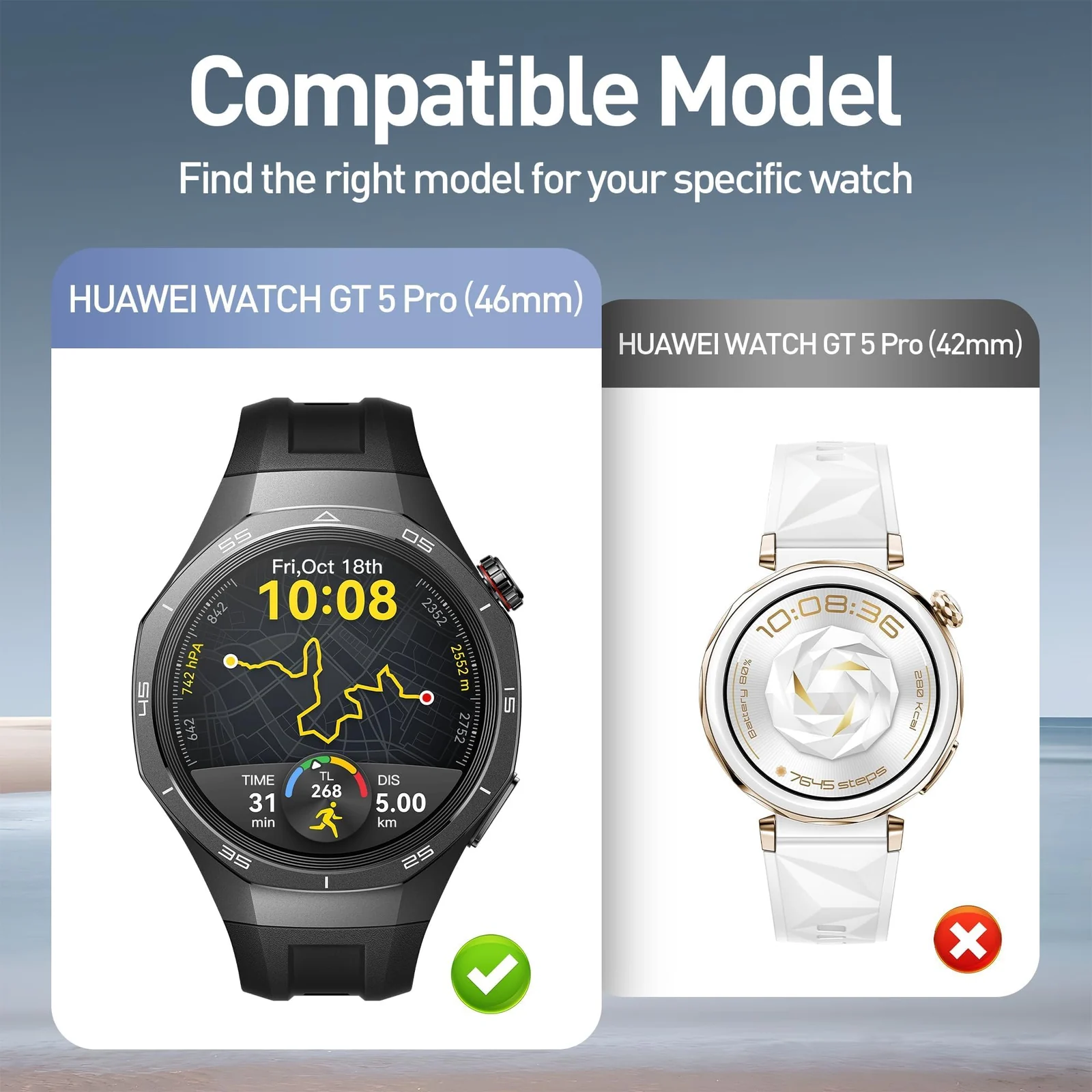 DL3 MOBILAK Full-Coverage Watch Case with Tempered Glass for Huawei Watch GT 5 Pro 46 mm, White