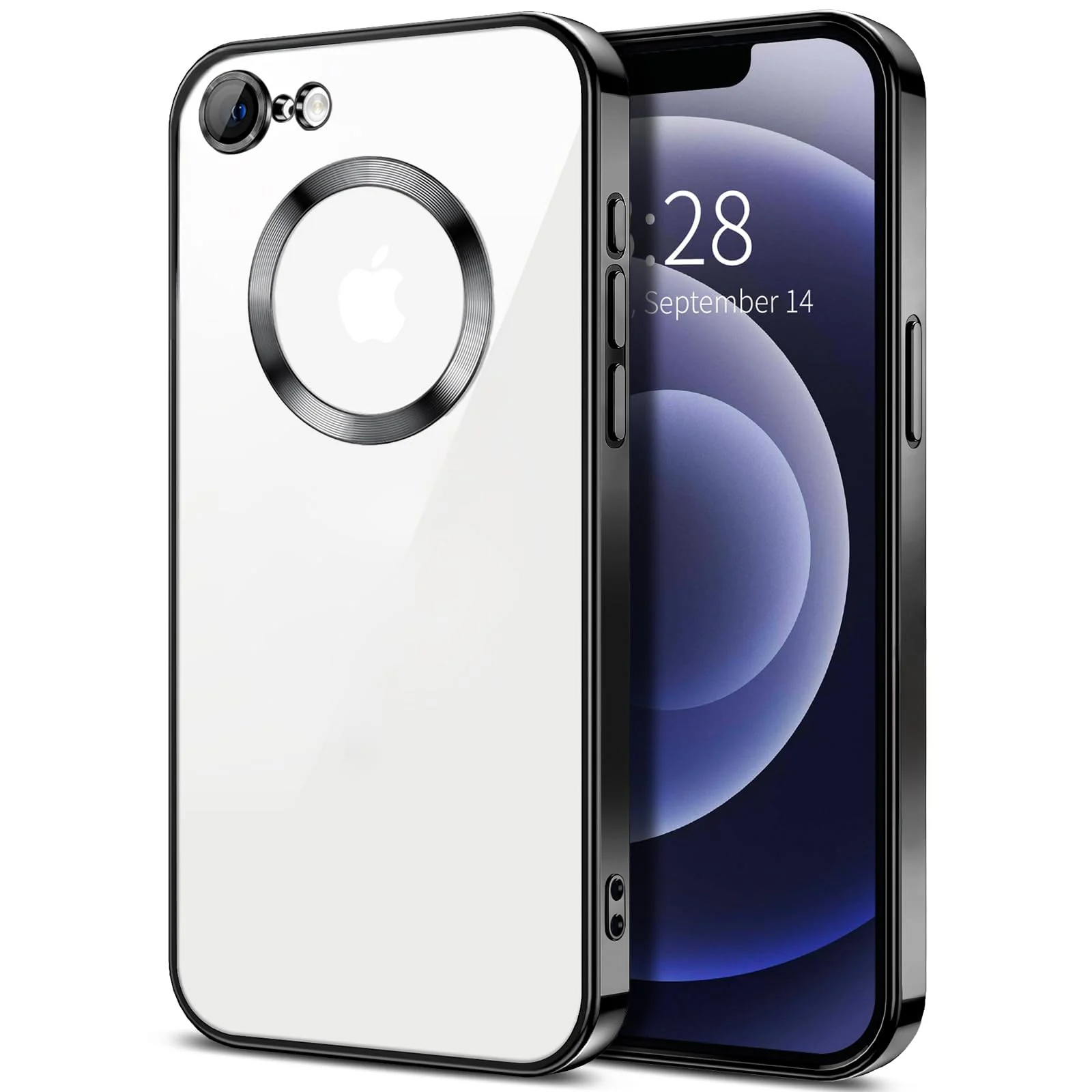 DL3 Mobilak Plated-Edge TPU Protective Case with Camera Protection for iPhone 7 / 8, iPhone SE 2022, SE 2020 - Black