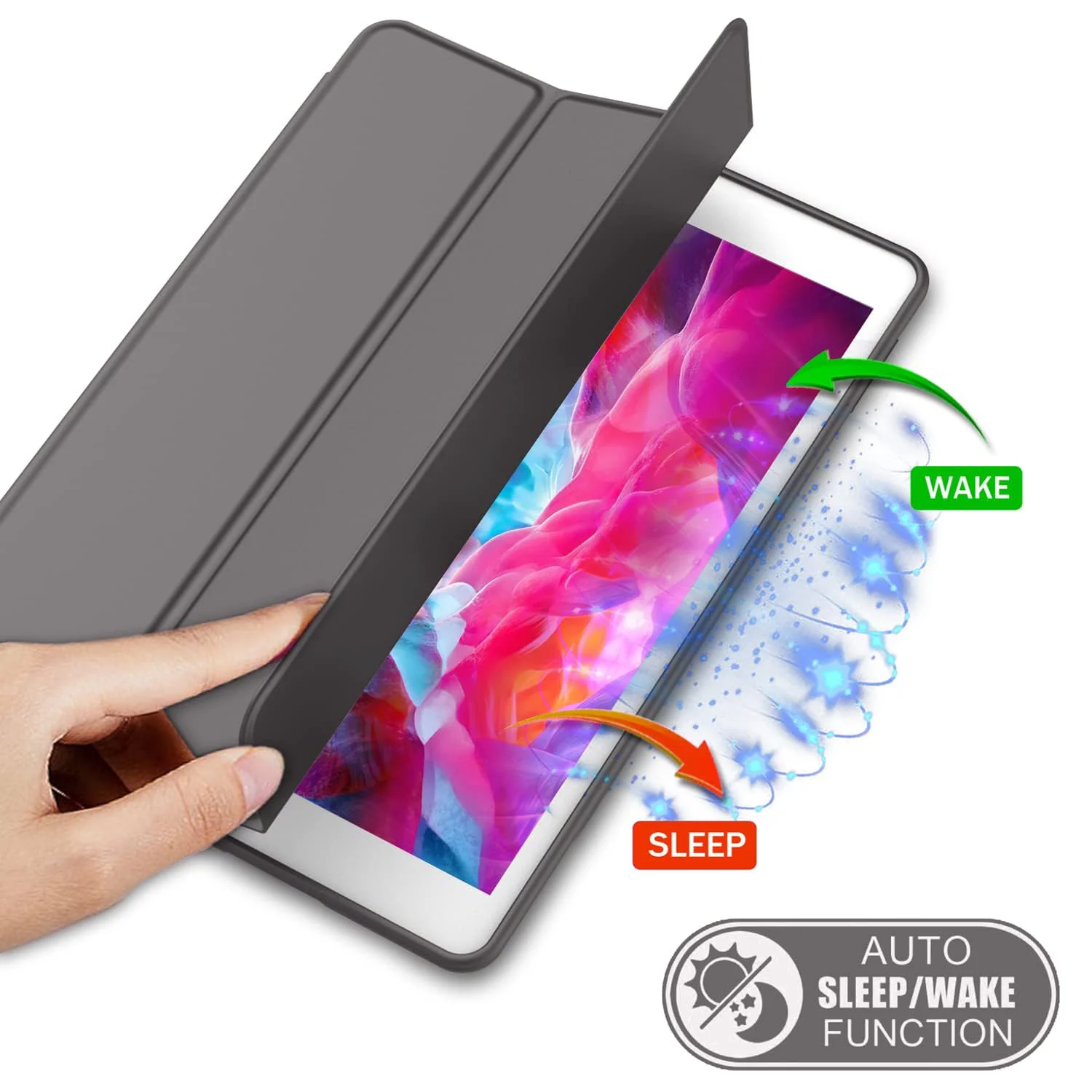 DL3 Mobilak Case For iPad 9.7-inch, (2018/2017), iPad Pro 9.7 Inch 2016, iPad Air 2nd/1st Smart Cover with Pencil Holder and Soft Silicone Back, Full Body Protection, Auto Wake/Sleep - Space Gray