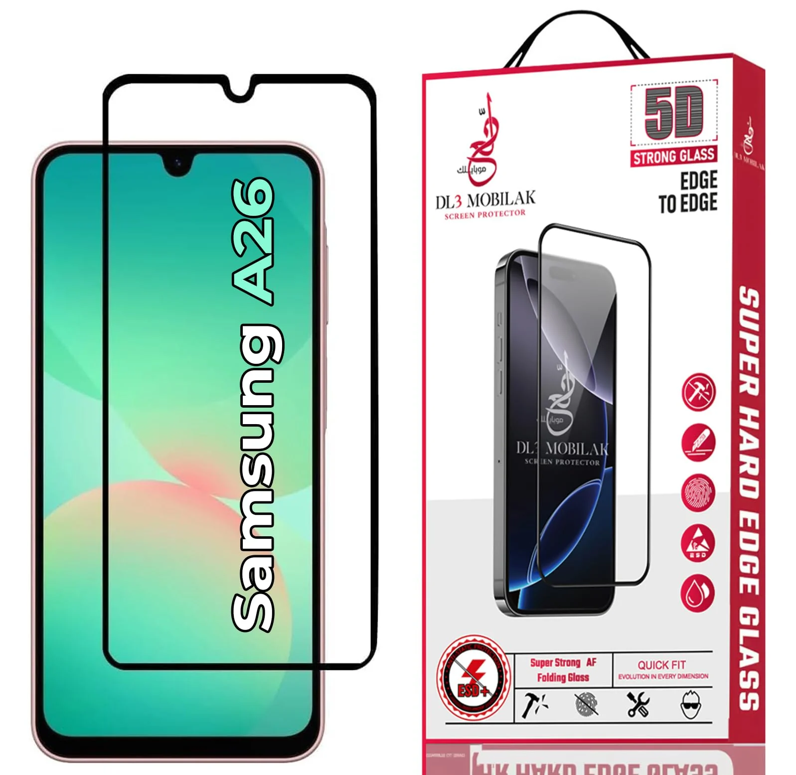 DL3 Mobilak for Samsung Galaxy A26 Tempered Glass Screen Protector, 9H Hardness Anti-Scratch Tempered Glass flim, Case Friendly, Anti-Scratch - Clear