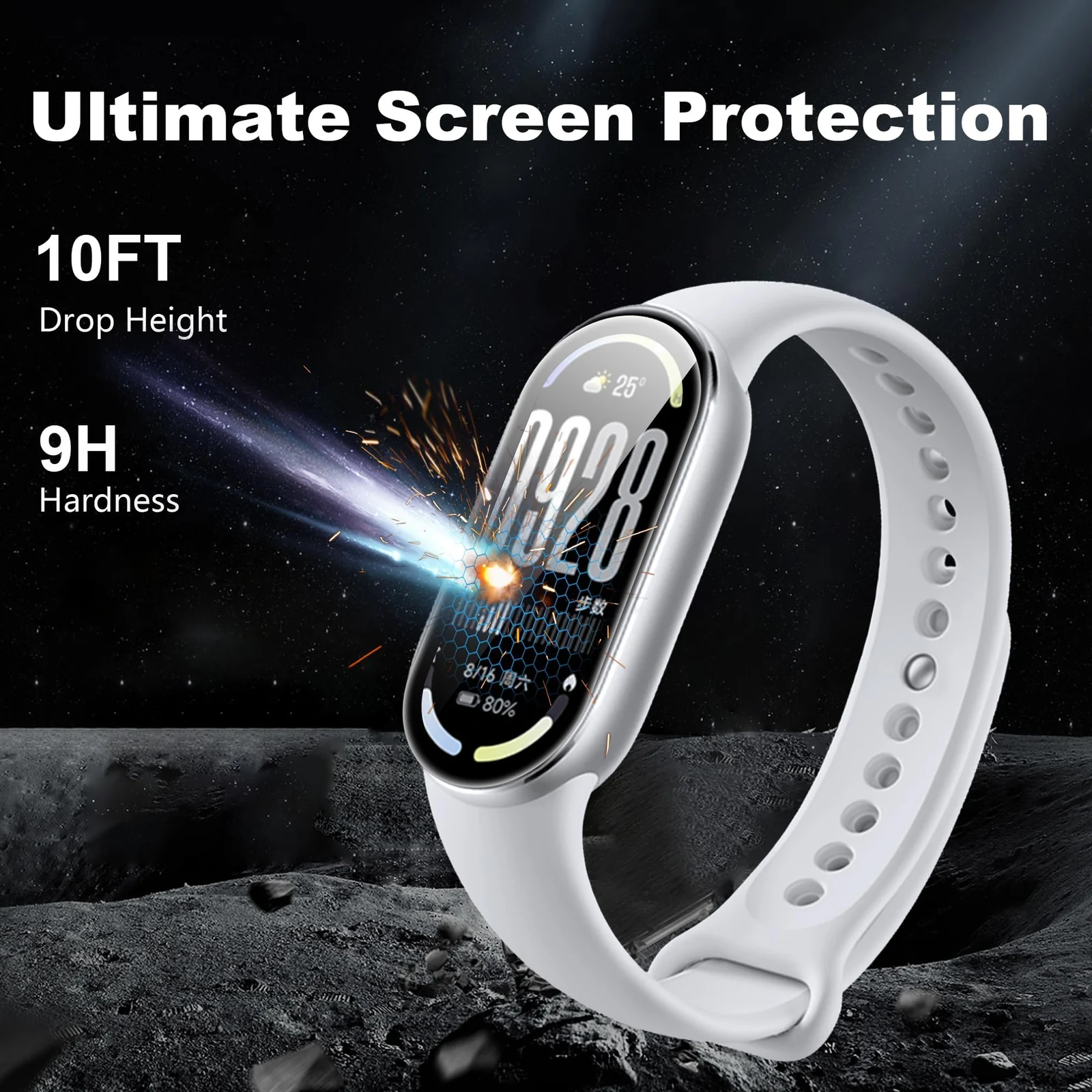 DL3 Mobilak Screen Protector For Xiaomi Mi Band 10/9/8, 3D Curved Soft Edge Protective Film [Anti-Scratch] [Bubble Free] [Ultra Shatterproof] [High Sensitive] (Not Glass) For Xiaomi Smart Band 8/9/10 - Black
