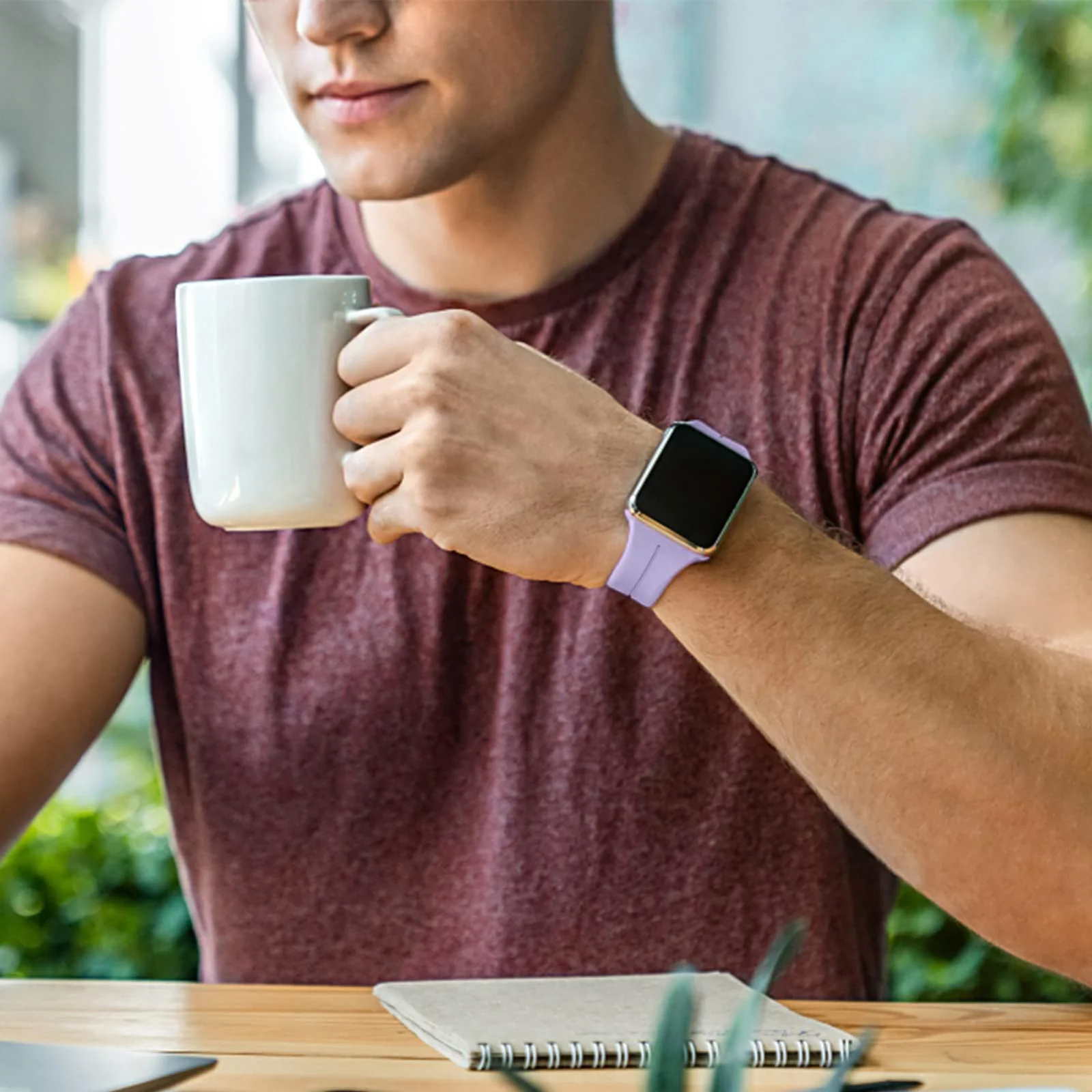 DL3 Mobilak Magnetic Bands for Apple Watch Ultra/Ultra 2 Band 49mm 45mm 44mm 42mm 41mm 40mm 38mm, Soft Sport Silicone Strap for iwatch Series 9/8/7/6/5/4 (Purple, 42mm/44mm/45mm/49mm), unisex-adult - Black