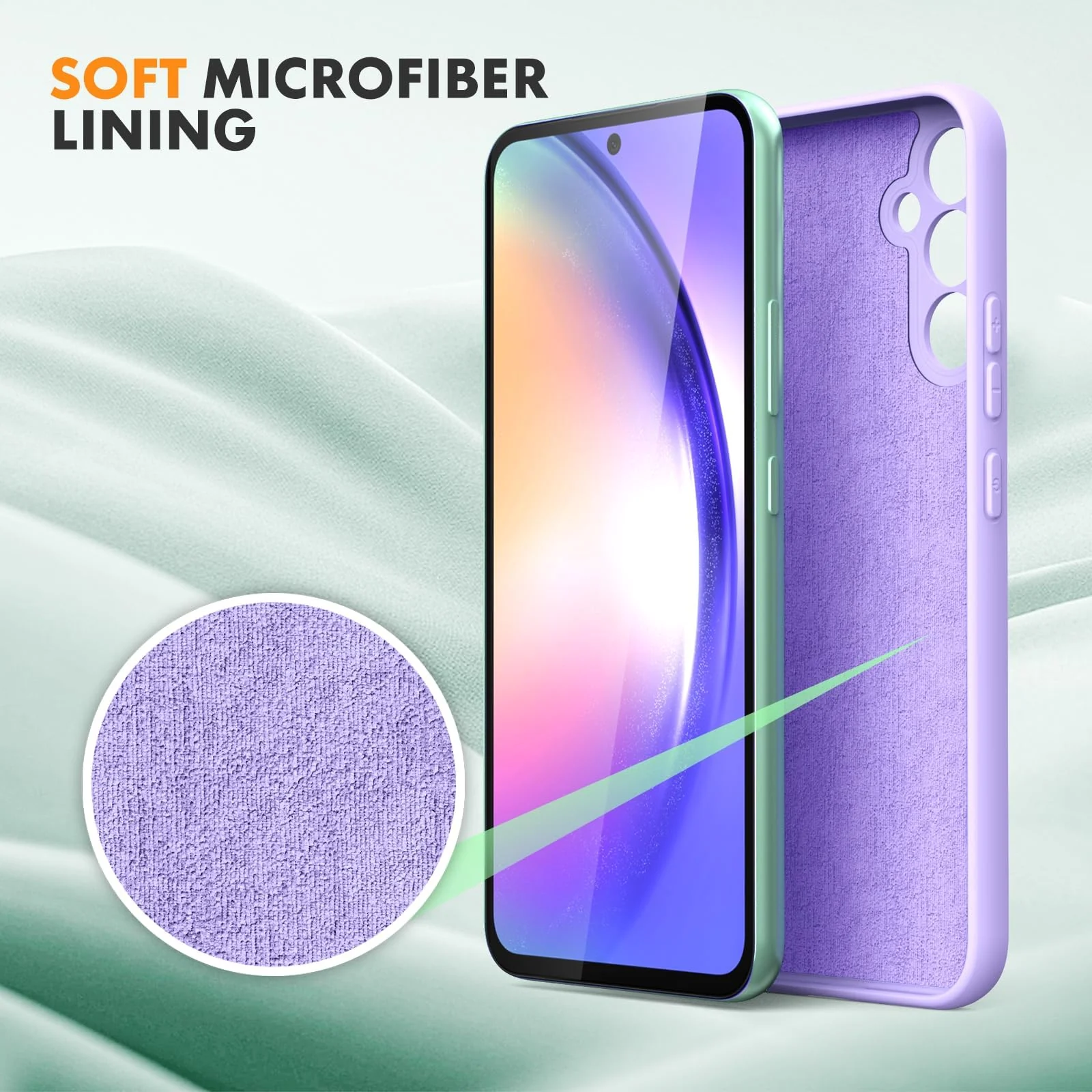 DL3 Mobilak Samsung Galaxy A14 5G Case, Soft Flexible Silicone Gel Rubber Bumper Cover, Full Body Shockproof Protective Phone Case - Lavnder