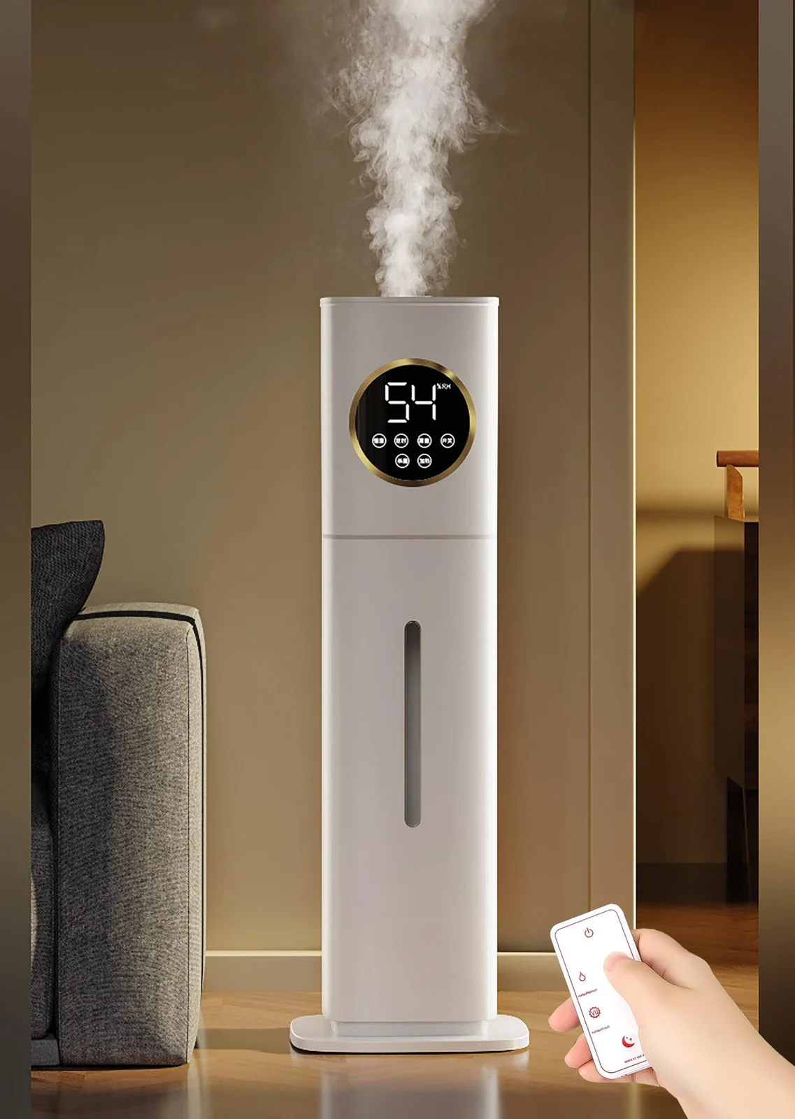 Mobigon Humidifiers for Bedroom Large Room - 8L Air Humidifier with Essential Oil Diffuser, Top Fill Cool Mist for Home Bedroom Baby Nursery Whole House Office Plant (White Gold)