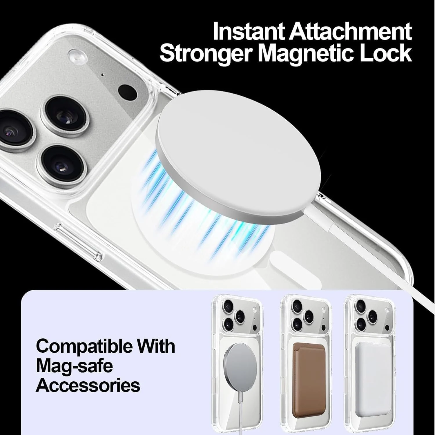 DL3 MOBILAK for iPhone 17 Pro Max Case Clear [Compatible with MagSafe] Slim Magnetic Clear Bumper Case