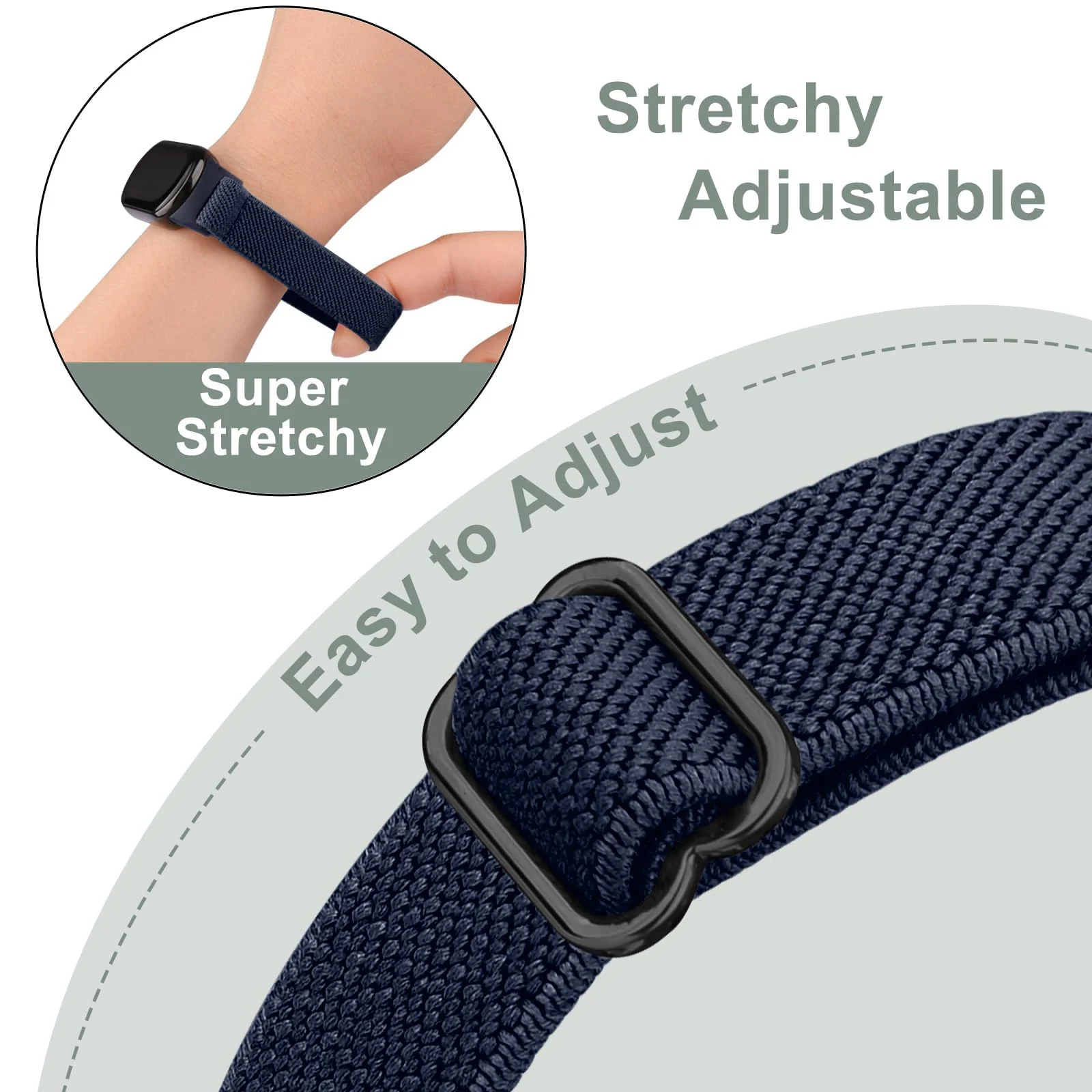 DL3 Mobilak Strap for Xiaomi Mi Band 10 / Xiaomi Mi Band 9 / Xiaomi Mi Band 8, Elastic Nylon Straps, Adjustable Breathable Replacement Bracelet for Xiaomi Smart Band 8/9/10 for Women Men - Blue