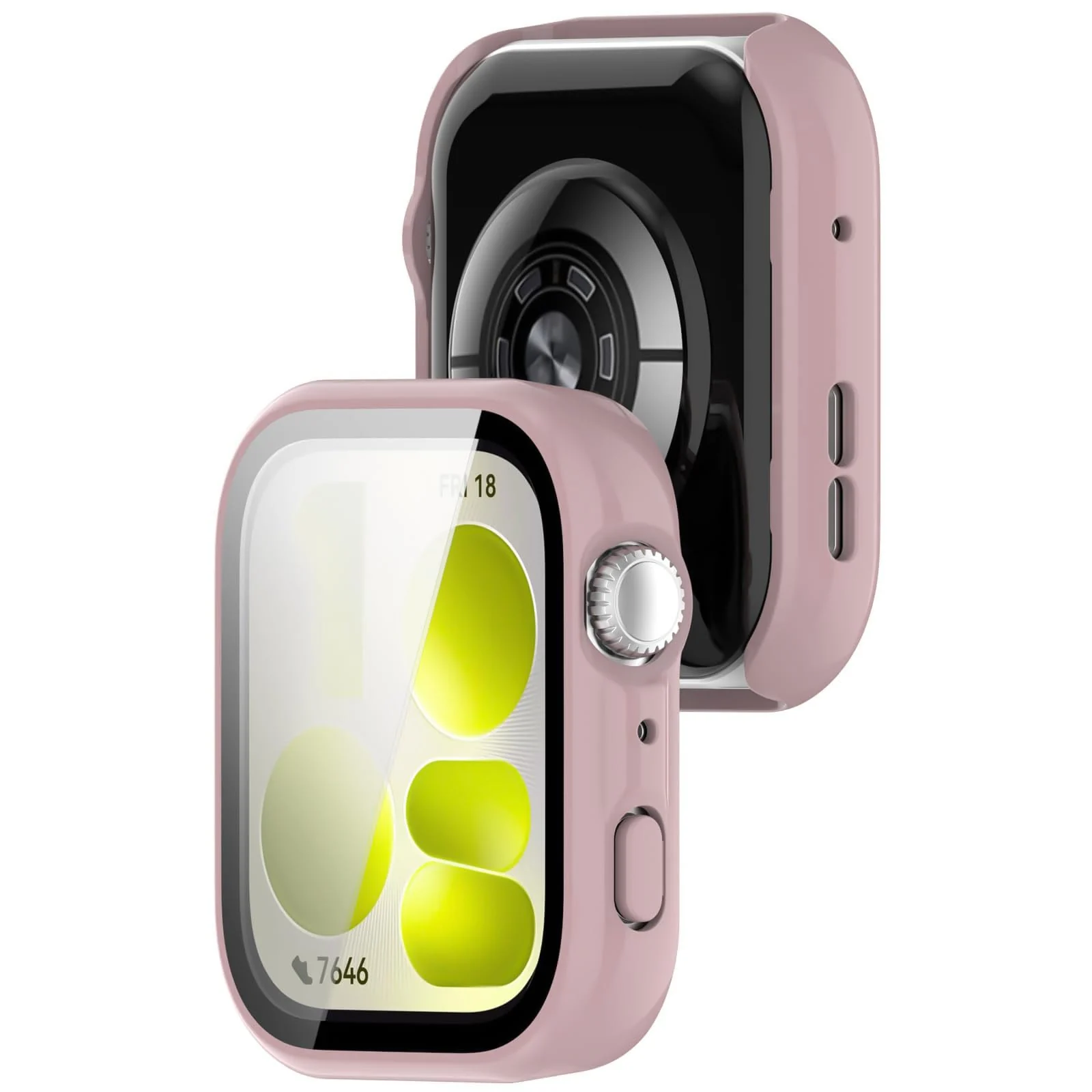 DL3 MOBILAK Full-Coverage Watch Case with Tempered Glass for Huawei Watch Fit 5, Pink