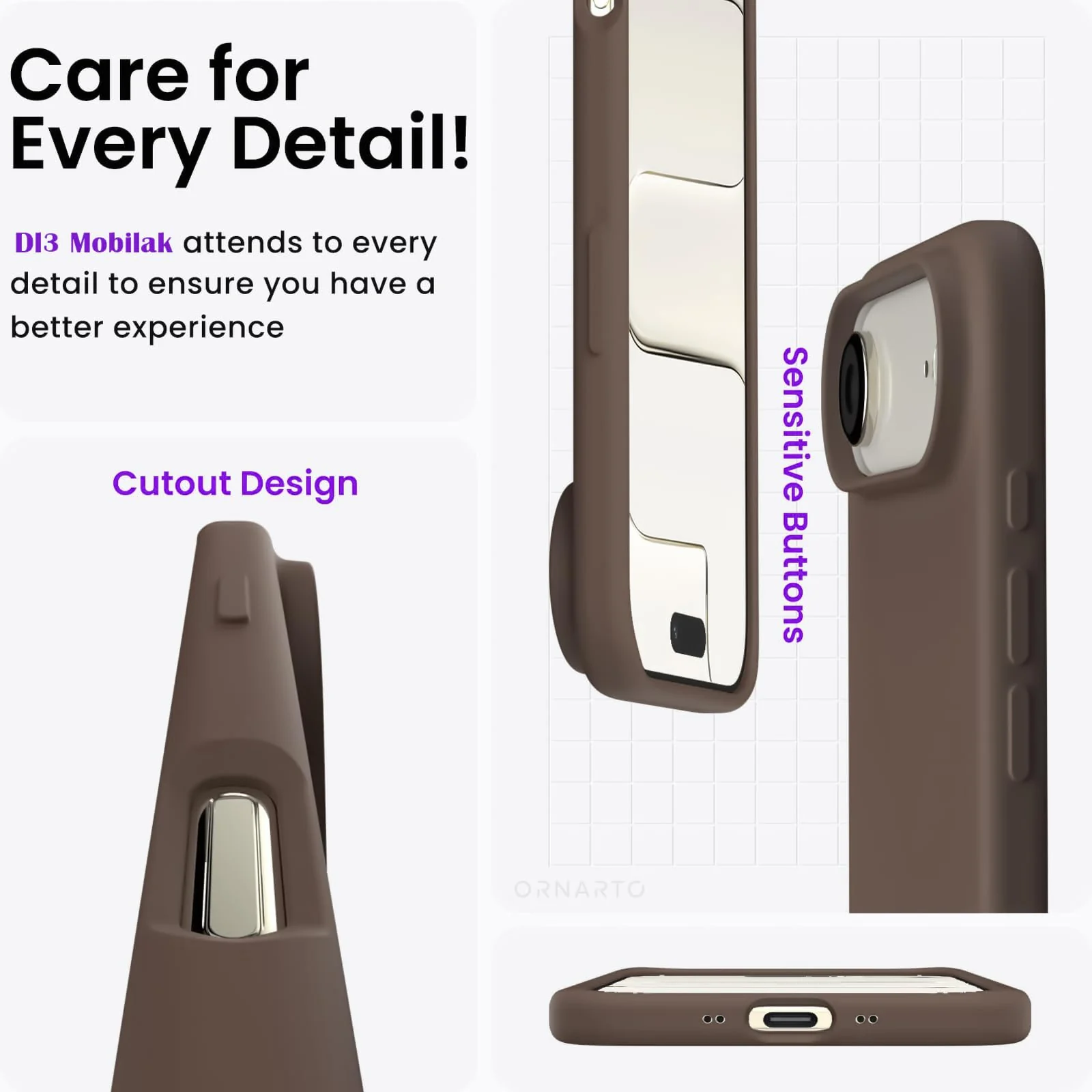 DL3 Mobilak Liquid Silicone Protective Case for iPhone 17 Air 6.5-Inch with Microfiber Lining and Shockproof Design - Brown