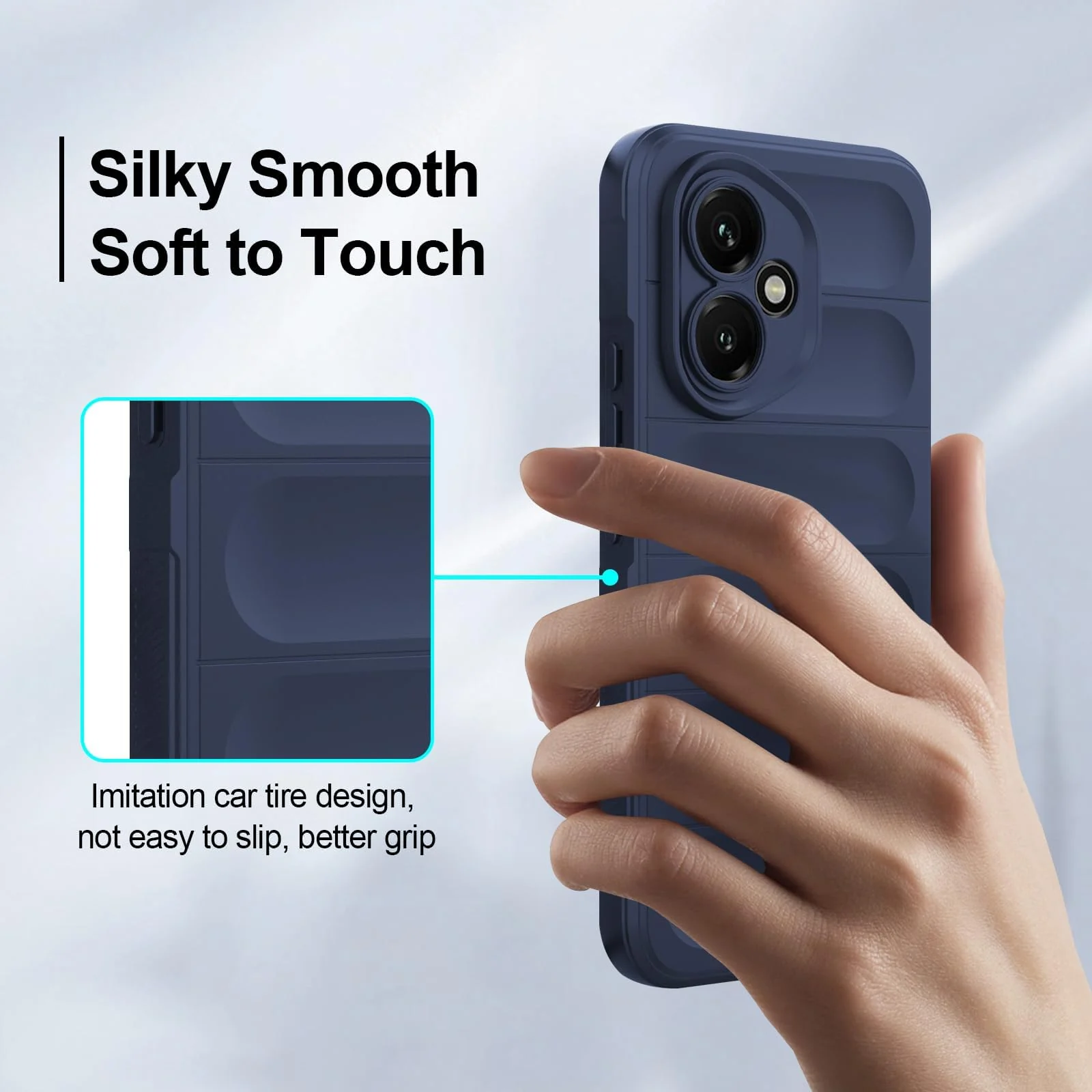 DL3 Mobilak Soft Silicone Protective Case for Honor 400 5G with Camera Protection and Shockproof Design - Blue