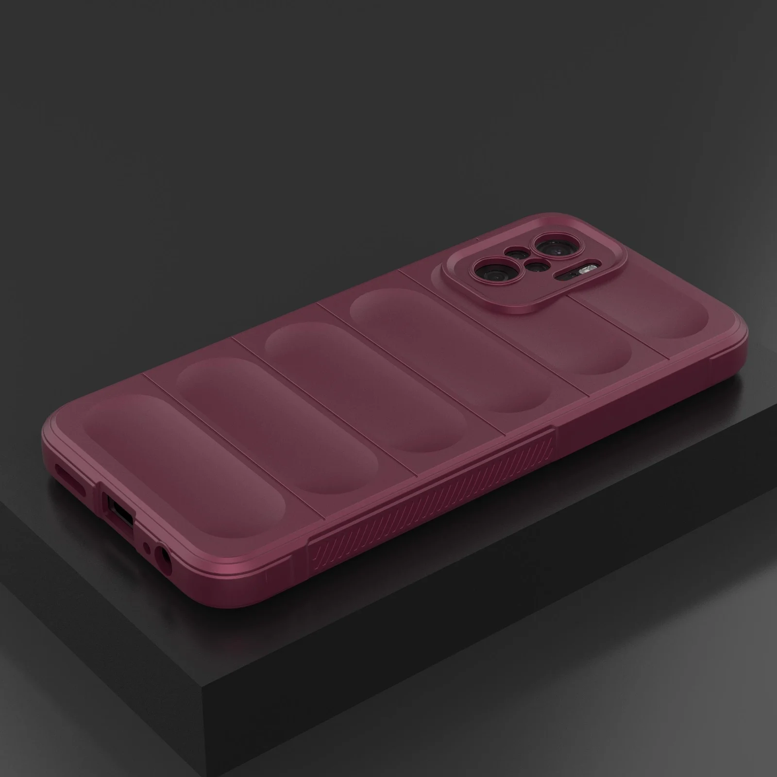 DL3 Mobilak Flexible Silicone and TPU Protective Case with Camera Protection for Xiaomi Redmi Note 10 4G / Note 10S - Wine Red