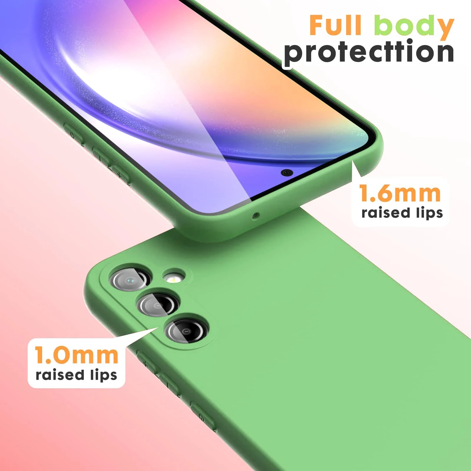 DL3 Mobilak Silicone Protective Case for Samsung Galaxy A34 4G / 5G, Shock-absorbing protection, Scratch-resistant surface, Soft microfiber lining - Light Green