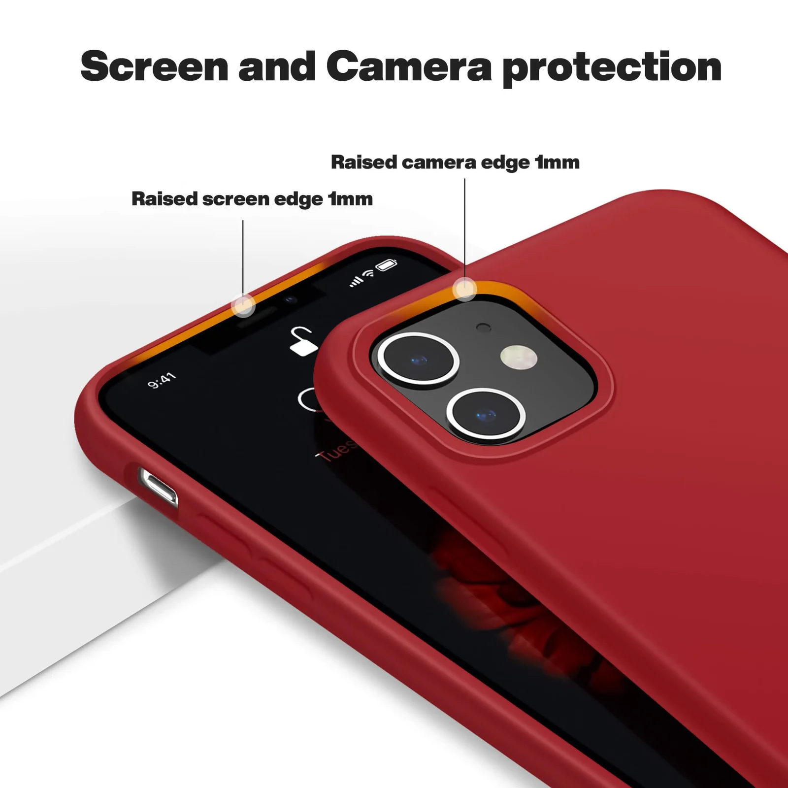 DL3 Mobilak Compatible with iPhone 11 (6.1 Inch) Case, Liquid Silicone Case, Full Body Protective Cover, Shockproof, Slim Phone Case, Anti-Scratch Soft Microfiber Lining - Dark Red