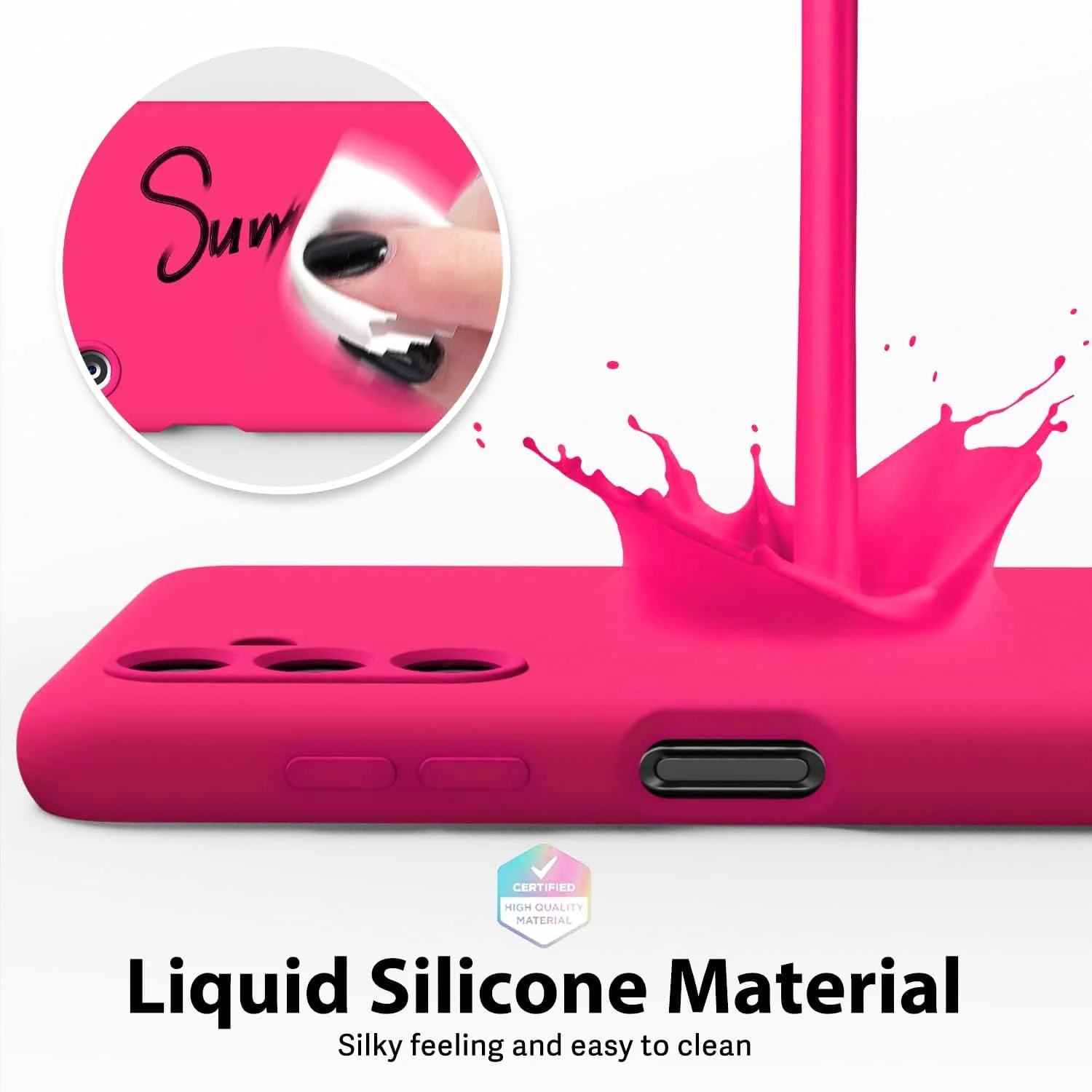 DL3 Mobilak Silicone Protective Case for Samsung Galaxy A04s / A13 4G / A13 5G, Shock-absorbing protection, Scratch-resistant surface, Soft microfiber lining - Hot Pink