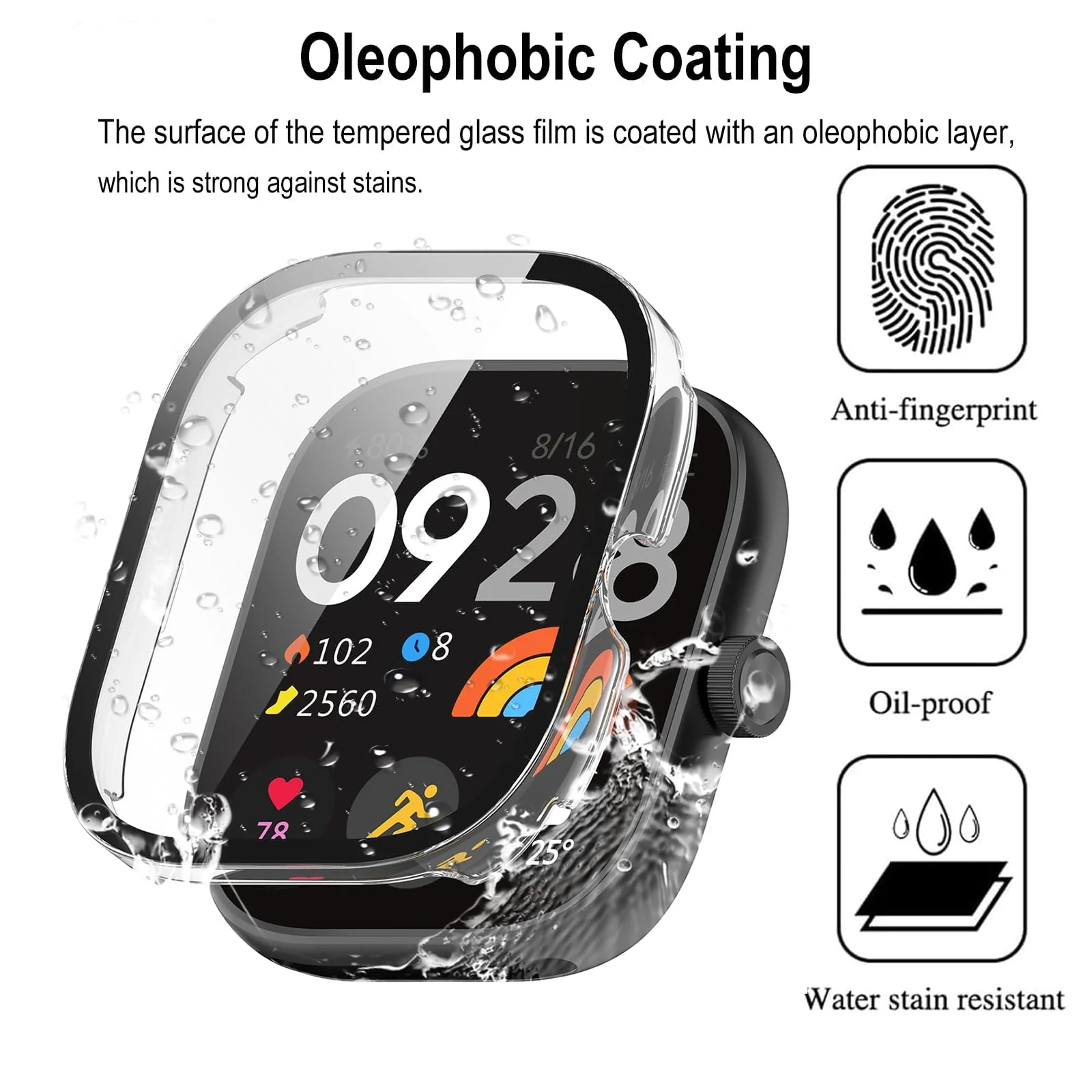 DL3 Mobilak Case with Screen Protector for Xiaomi Redmi Watch 5, Bumper Full Coverage Hard PC Overall Protective Cover, Built-in Tempered Glass Film High Sensitivity for Redmi Watch 5 - Clear