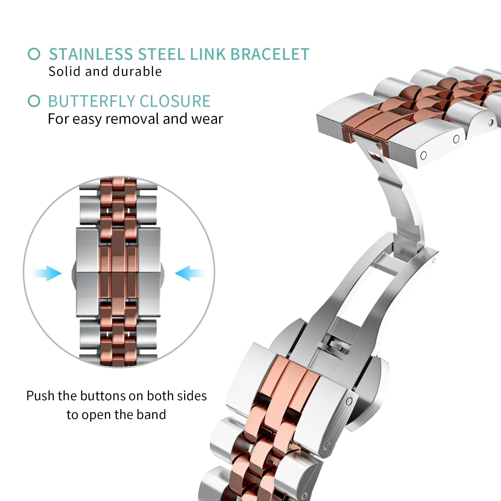 DL3 Mobilak Band For Apple Watch Ultra Band 49mm 45mm 44mm 42mm 41mm 40mm 38mm, Metal Stainless Steel Strap for Apple Watch Series 8 Ultra 7 6 5 4 3 2 1 Se (A. &, 42MM/44MM/45MM/49MM) - A.Silver & Rose Gold