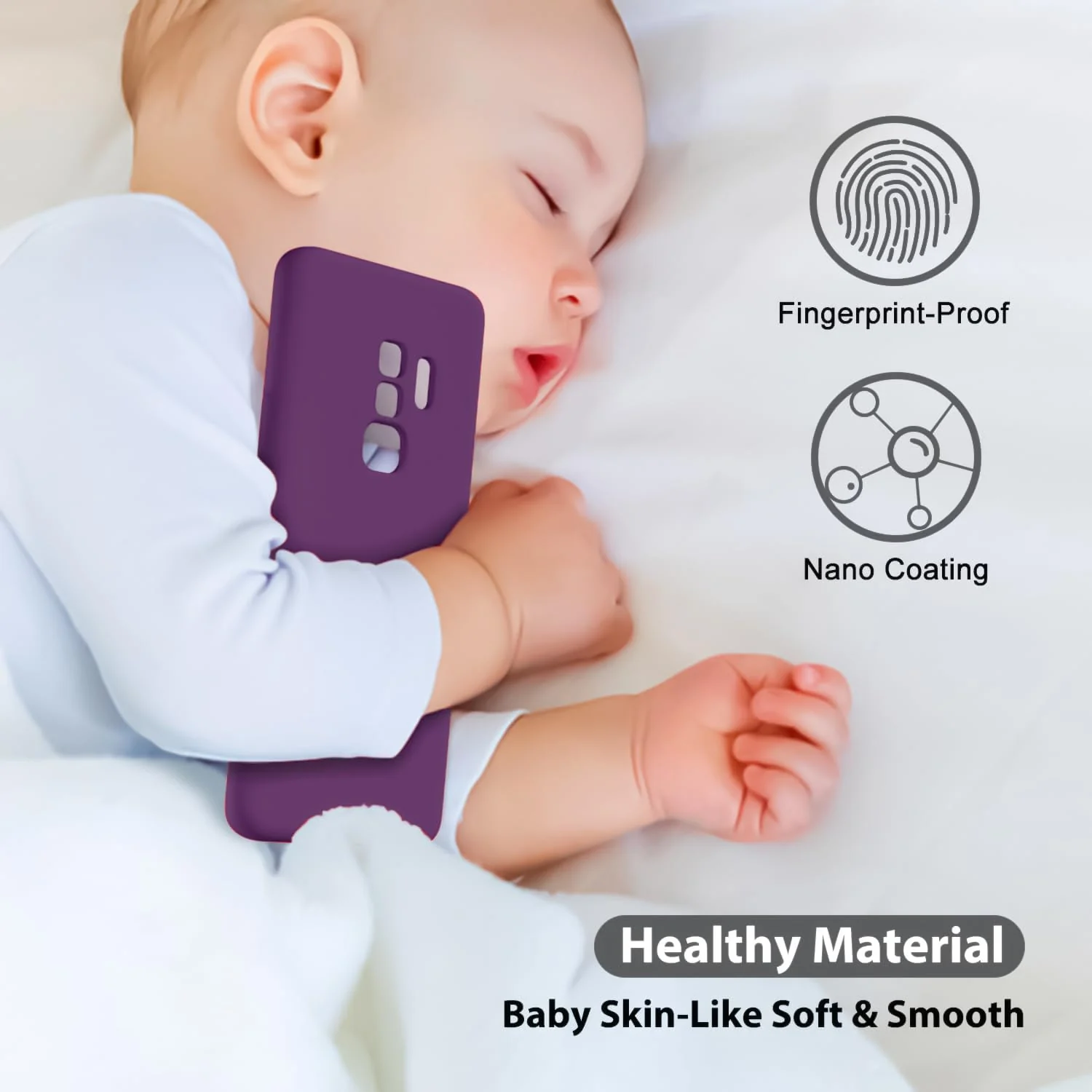 DL3 Mobilak Liquid Silicone Protective Case with Soft Microfiber Lining with Full Camera Protection for Samsung Galaxy S9 Plus - Violet