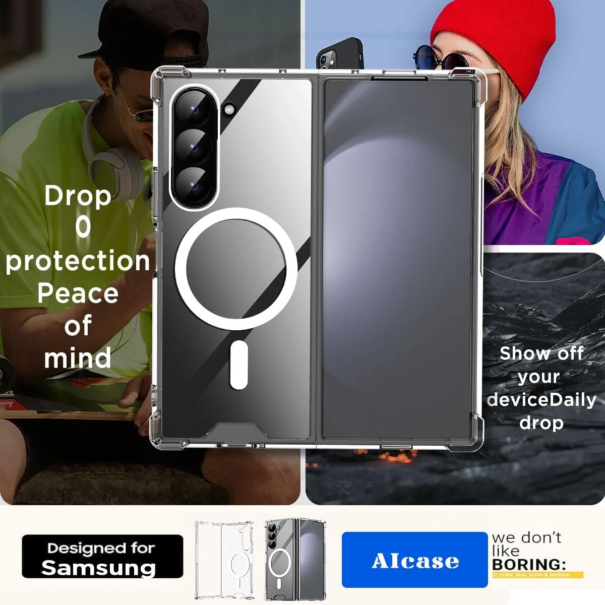 DL3 Mobilak for Case for Samsung Galaxy Z Fold 6 (2024), Magnetic Case for MagSafe, Anti Yellowing Hard PC Back Slim Shockproof Anti-Scratch Phone Case Cover for Samsung Z Fold 6 - Clear