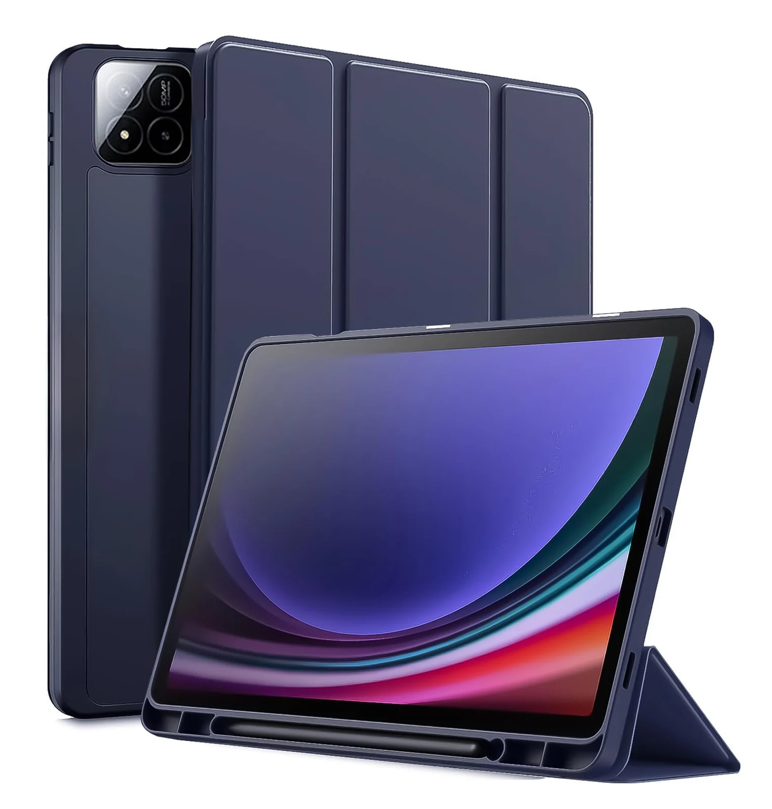 DL3 Mobilak Xiaomi Pad 7 / Xiaomi Pad 7 Pro 2024 11.2 Case with Pen Holder, Soft TPU Back Trifold Stand Protective Smart Cover Flip, Auto Wake&Sleep