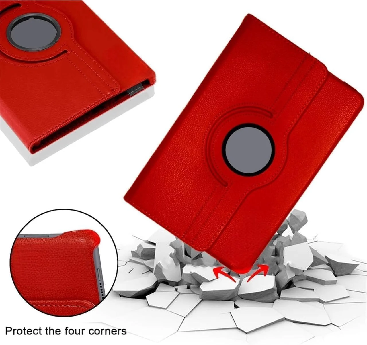 DL3 Mobilak Protective Cover for Lenovo Tab M10 3rd Gen 10.1 Inch (TB-328F/ TB-328X), 360° Rotatable Smart Stand, Leather Folio Flip Cover with Multi-Angle Viewing, Auto Wake Sleep - Red