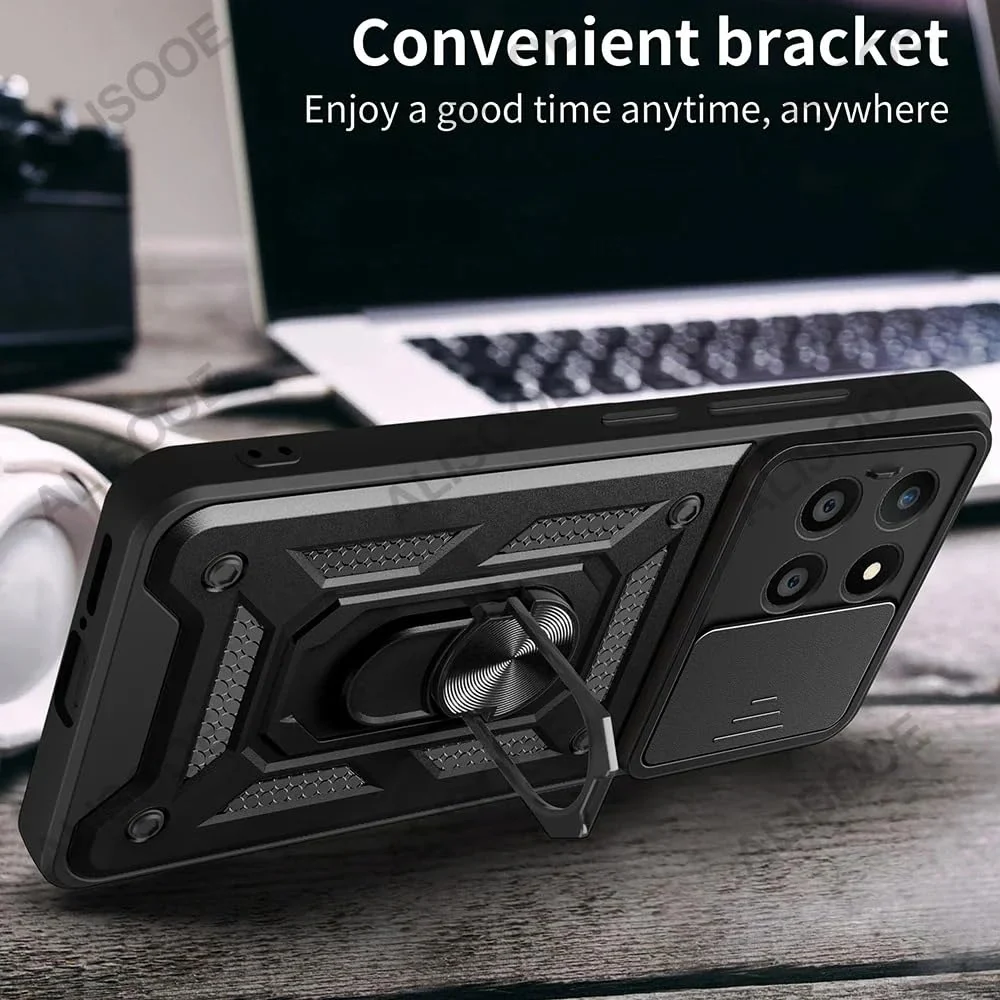 DL3 Mobilak Magnetic Car-Mount Case for Honor X8b with Camera Protection and Built-In Kickstand - Black