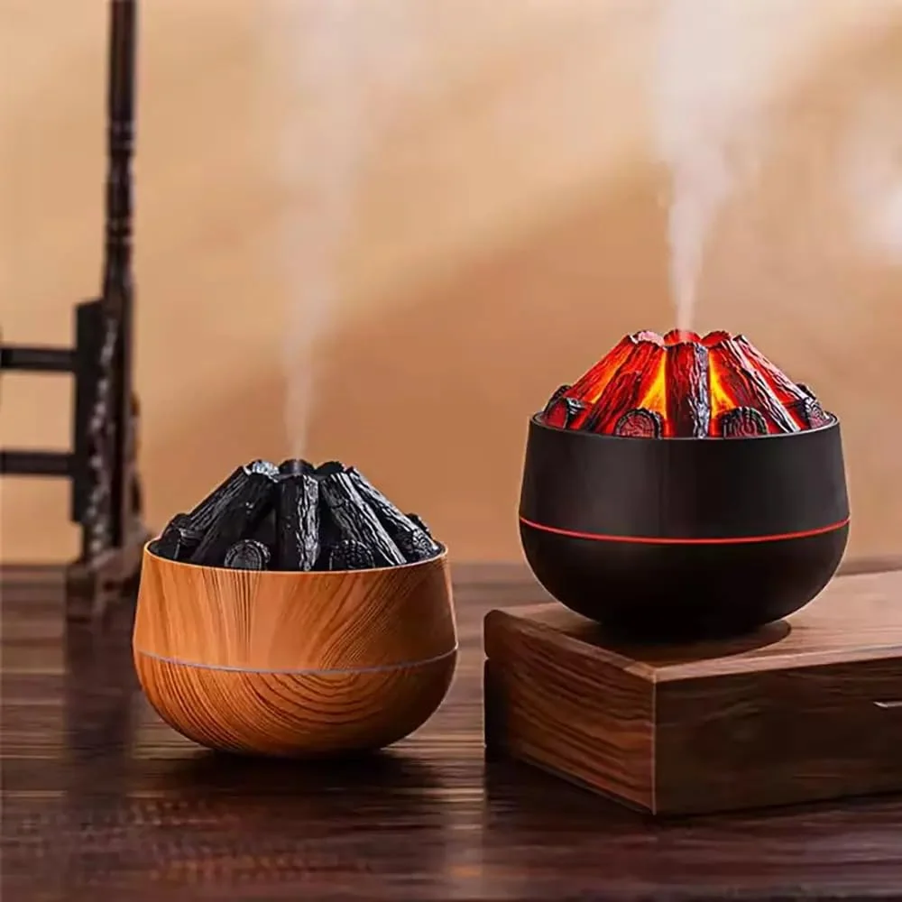 Mobigon Wood Cool Mist Ultrasonic Humidifier for Room Moisture, Aroma Diffuser for Home, 300ml Essential Oil Diffuser with 7 Colorful Night Light, Auto Shut-Off, Home, Office, car - A.Light Brown