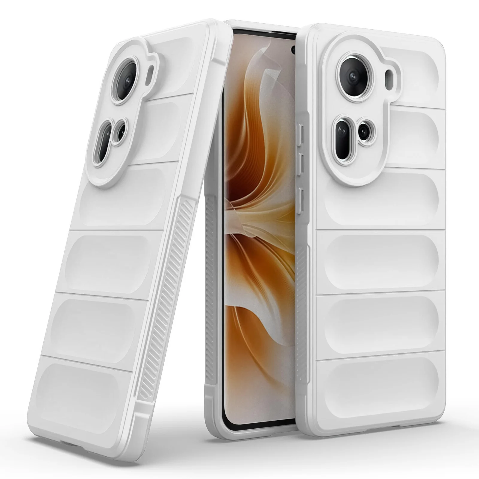 DL3 Mobilak Soft Silicone Protective Case for OPPO Reno 11 5G with Camera Protection and Shockproof Design - White