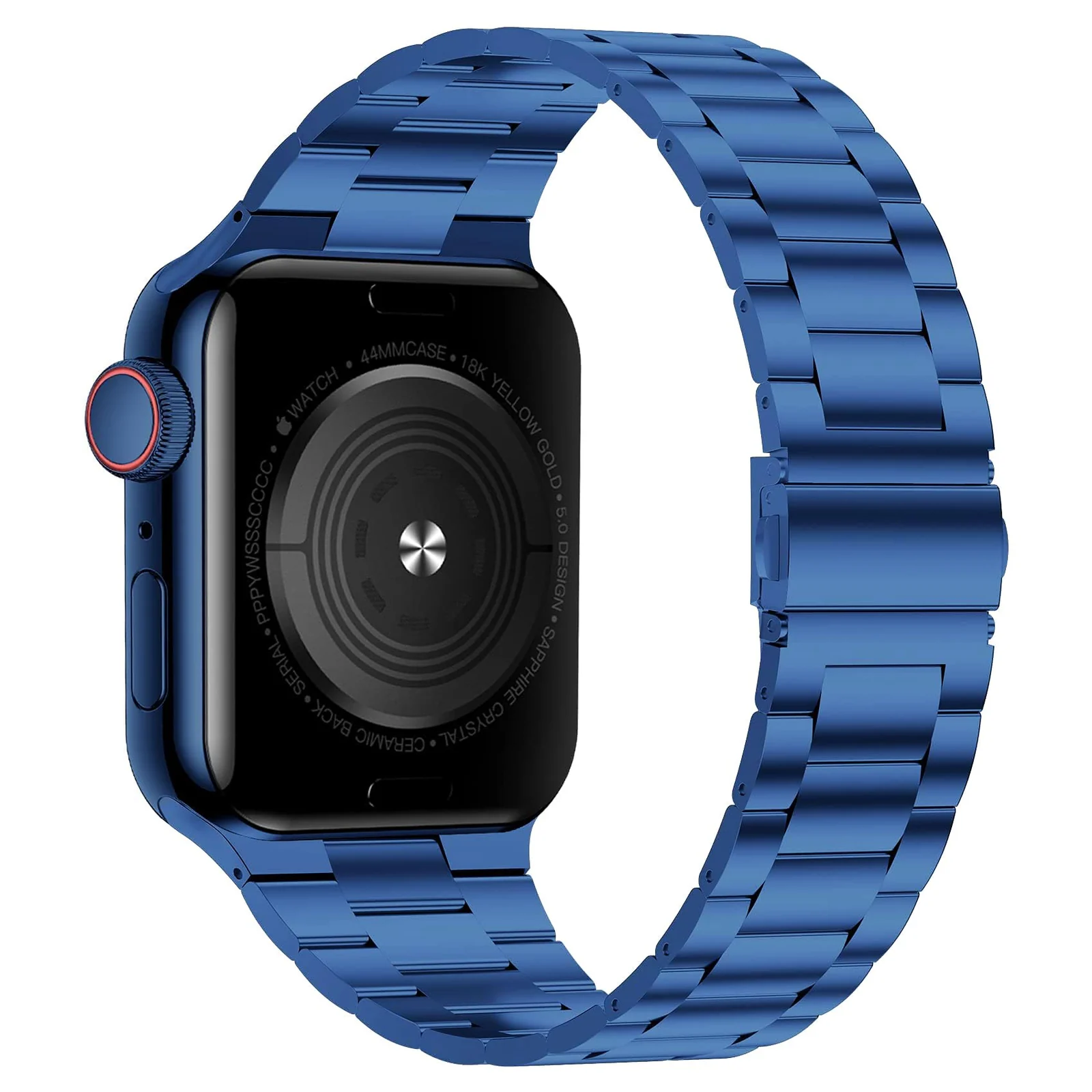 DL3 Mobilak Stainless Steel Band with Case Compatible with Apple Watch Band 45mm Series 9/8/7, Men Woman Business Strap with Protective Bumper Cover for iWatch Series 7/8/9 45mm - Blue
