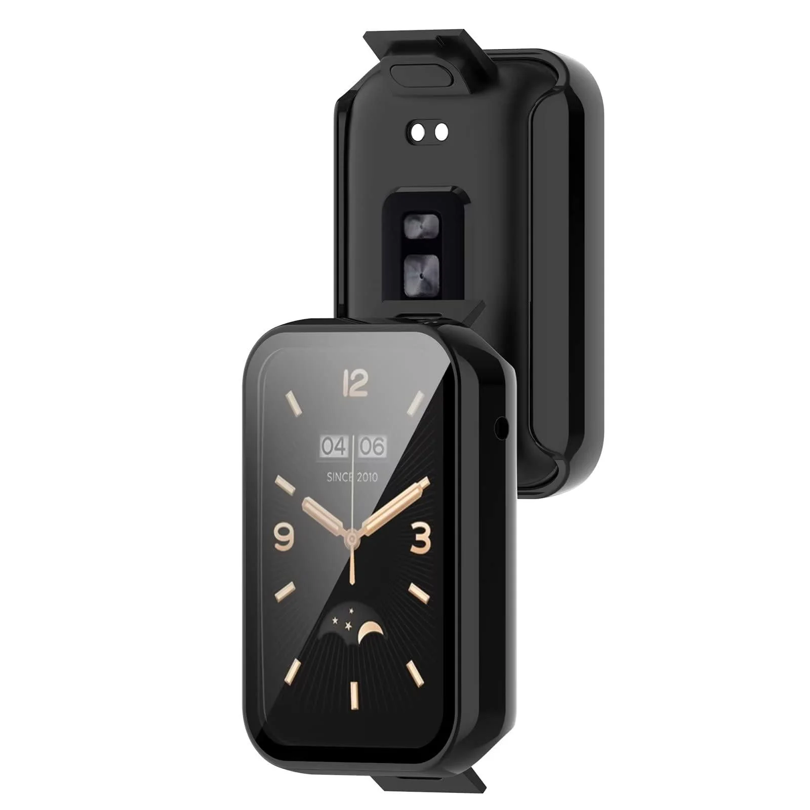 DL3 Mobilak Case for Xiaomi Mi Band 7 Pro, Bumper Full Coverage Hard Overall Protective Cover, Built-in Tempered Glass Screen Protector Film High Sensitivity For Xiaomi Smart Band 7 Pro - Black