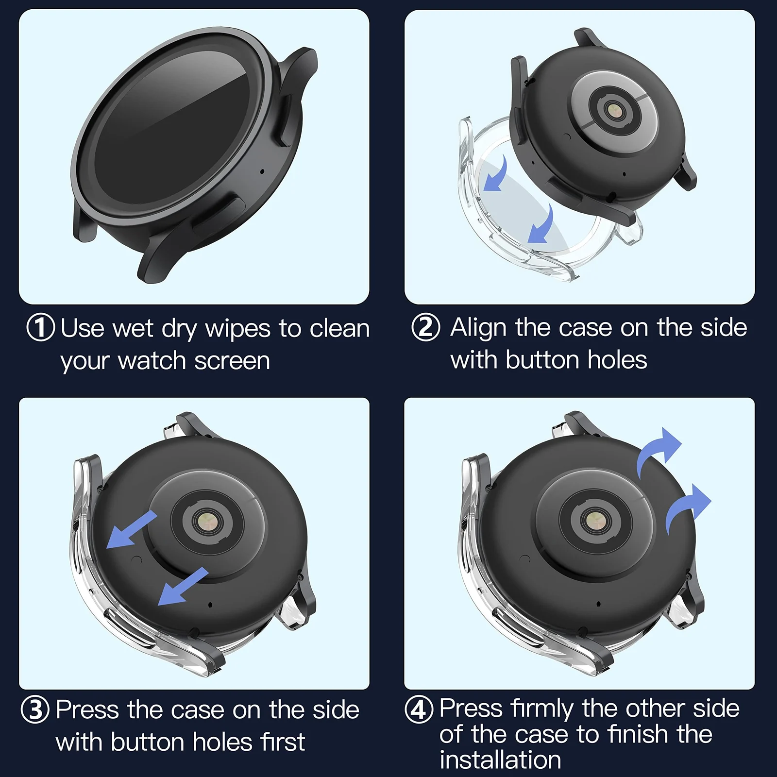 DL3 Mobilak Protective Case Compatible with Samsung Galaxy Watch 5 Pro 45mm 9H Hardness PC Case Bumper Full Slim Protective Cover with Tempered Glass For Samsung Galaxy Watch5 Pro 45mm - Clear