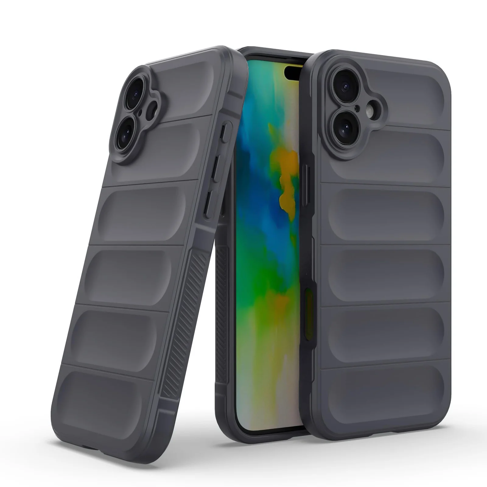DL3 Mobilak Silicone Case for iPhone 16 6.1-Inch Heavy Duty Protective [Slim Fit] Shockproof Soft Flexible Protective Design Shock-Absorption TPU Cover With Camera Protection - Dark Gray