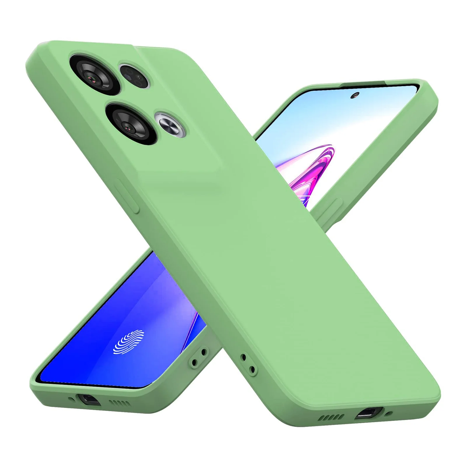 DL3 Mobilak Silicone Protective Case for OPPO Reno 8 Pro 5G / Reno 8 Pro Plus, Shock-absorbing protection, Scratch-resistant surface, Soft microfiber lining - Light Green