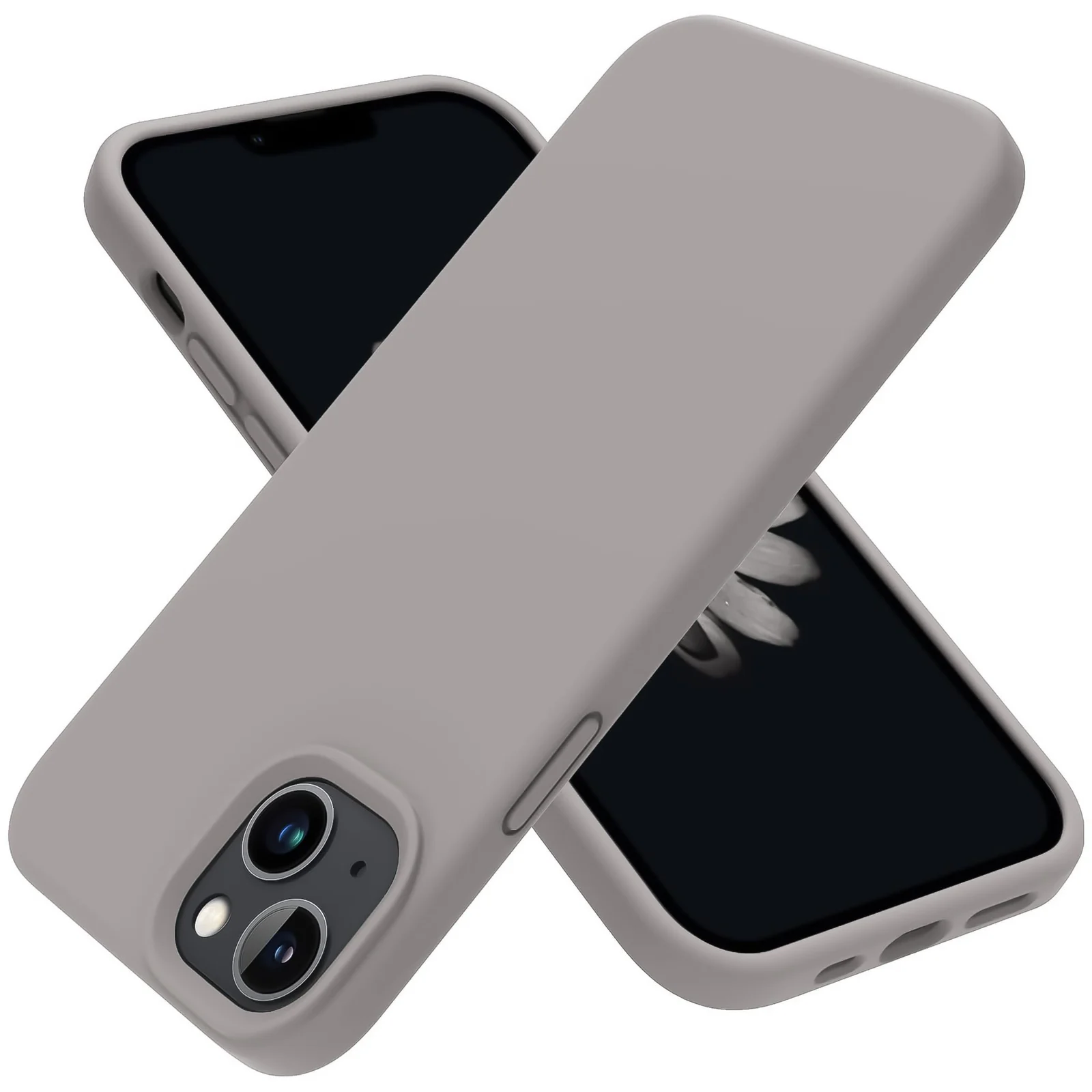 DL3 Mobilak Liquid Silicone Protective Case for iPhone 13 / iPhone 14 with Camera Protection and Microfiber Lining - B Stone