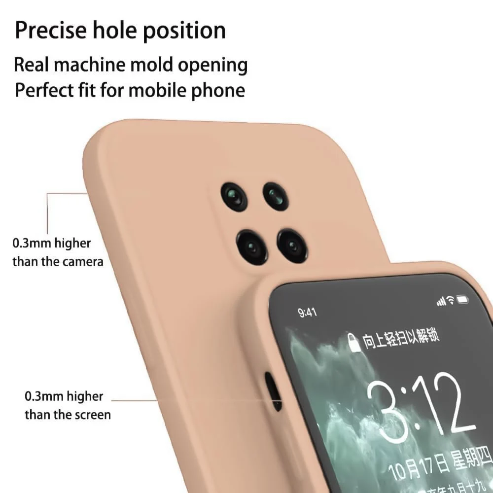 DL3 Mobilak Silicone Protective Case for Xiaomi Redmi Note 9S / 9 Pro / 9 Pro Max, Shock-absorbing protection, Scratch-resistant surface, Soft microfiber lining - Light Orange