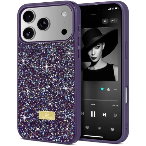 DL3 MOBILAK Case For iPhone 17 Pro Case Glitter, Sparkle Diamond Crystal Bling Case with Bling, Ultra Thin Lightweight Full Body Shockproof Anti-Scratch Protective Cover