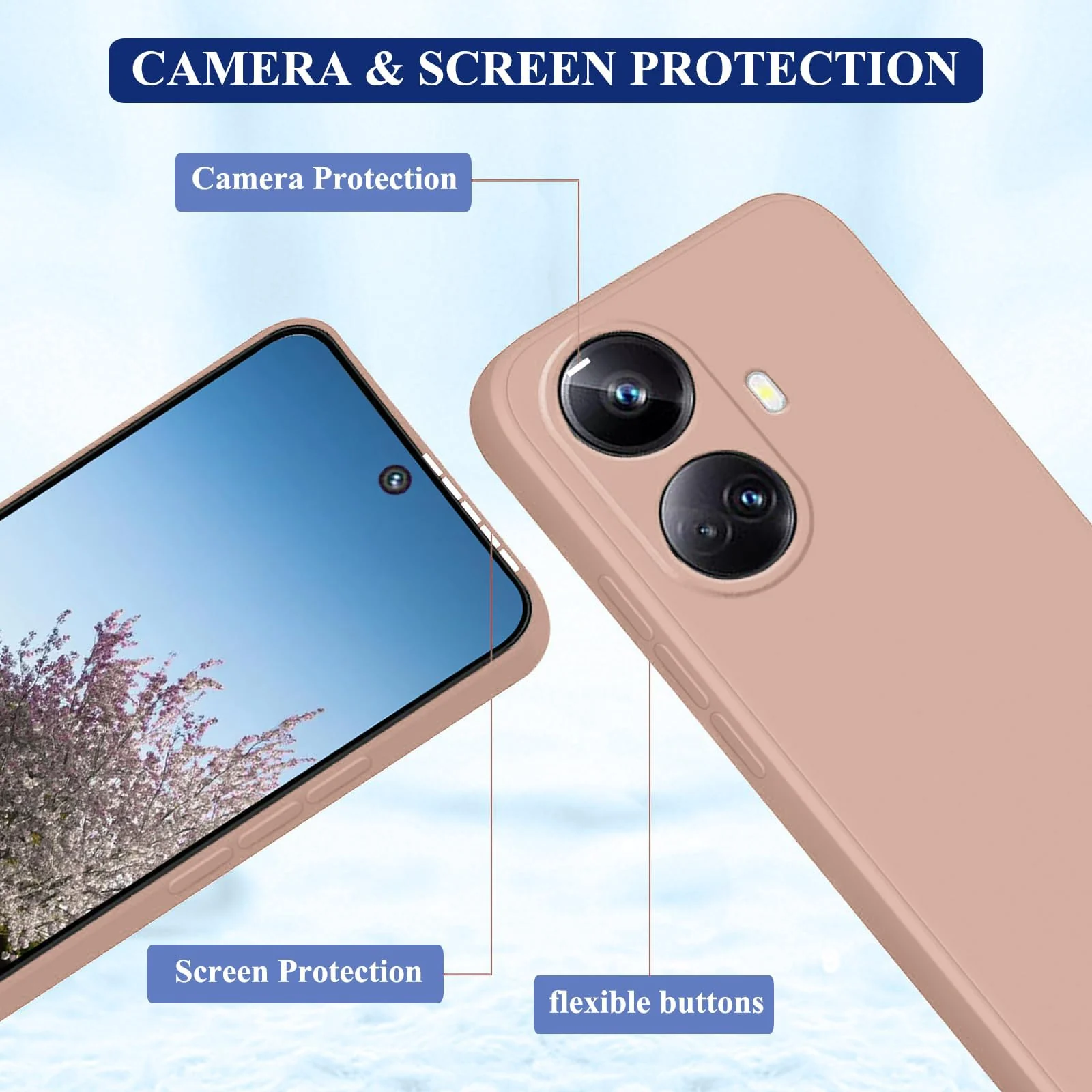 DL3 Mobilak Silicone Protective Case for realme 10 pro plus, Shock-absorbing protection, Scratch-resistant surface, Soft microfiber lining - Light Orange