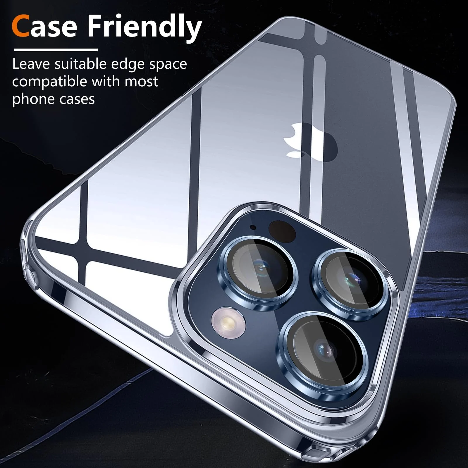 DL3 Mobilak Camera Lens Protector For iPhone 15 Pro/iPhone 15 Pro Max, [Keep Original Shooting] Tempered Glass Screen Protector Metal Individual Camera Cover, Case Friendly - Blue