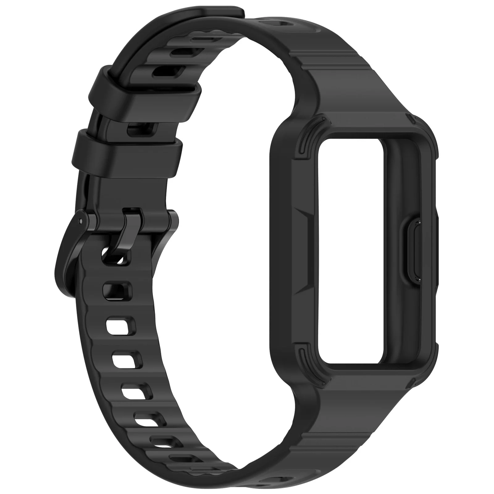MOBIGON Rugged Silicone Strap with Bumper Case for Huawei Band 11, Black