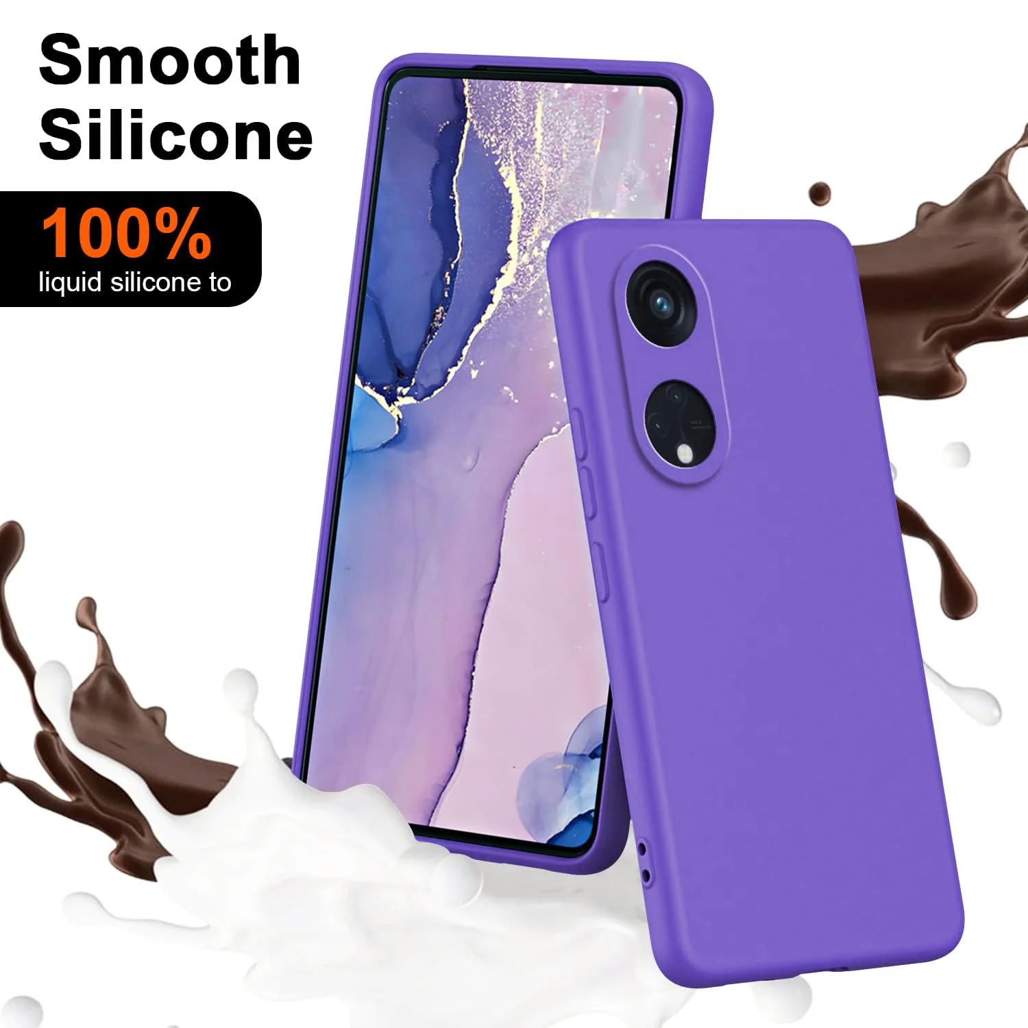 DL3 Mobilak Liquid Silicone Case for OPPO Reno 8T 5G / OPPO A1 Pro, Shock-absorbing protection, Scratch-resistant surface, Soft microfiber lining - Purple