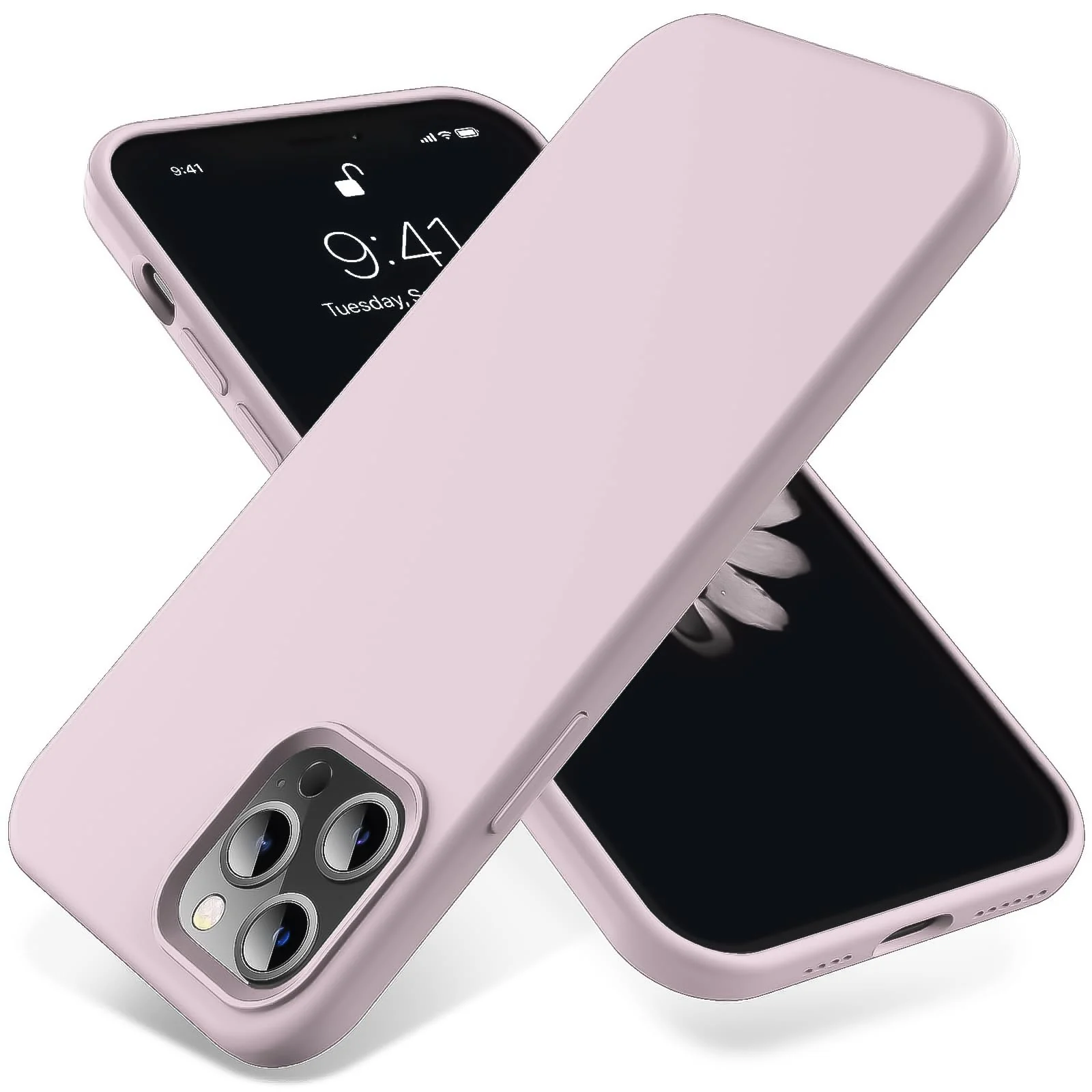 "DL3 Mobilak Compatible with iPhone 15 Pro Max Case 6.7"", Slim Liquid Silicone 3 Layers Soft Gel Rubber Shockproof Protective Phone Case with Anti-Scratch Microfiber Lining - A. pink Sand"