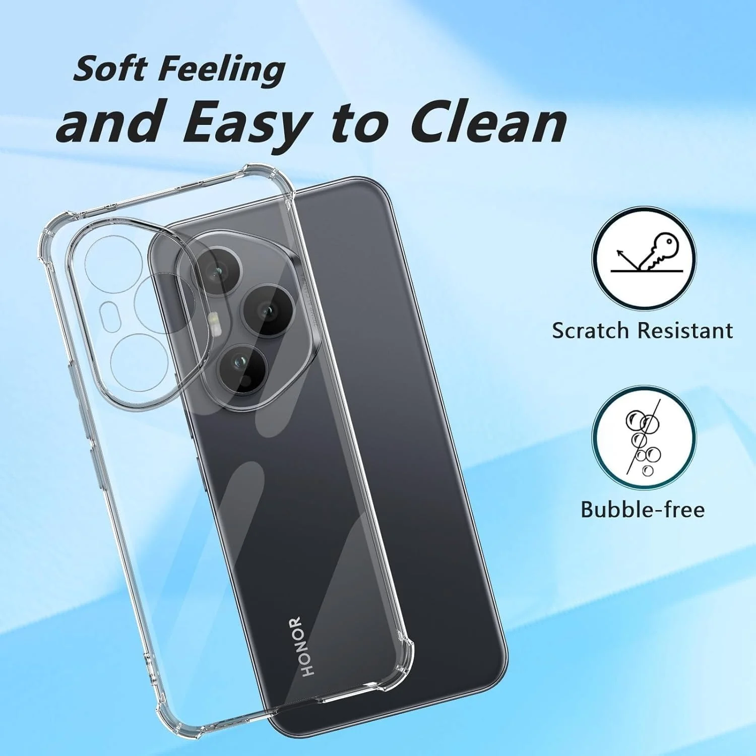 DL3 Mobilak Clear TPU Protective Case for Honor 400 Pro 5G with Camera Protection and Shockproof Design - Clear