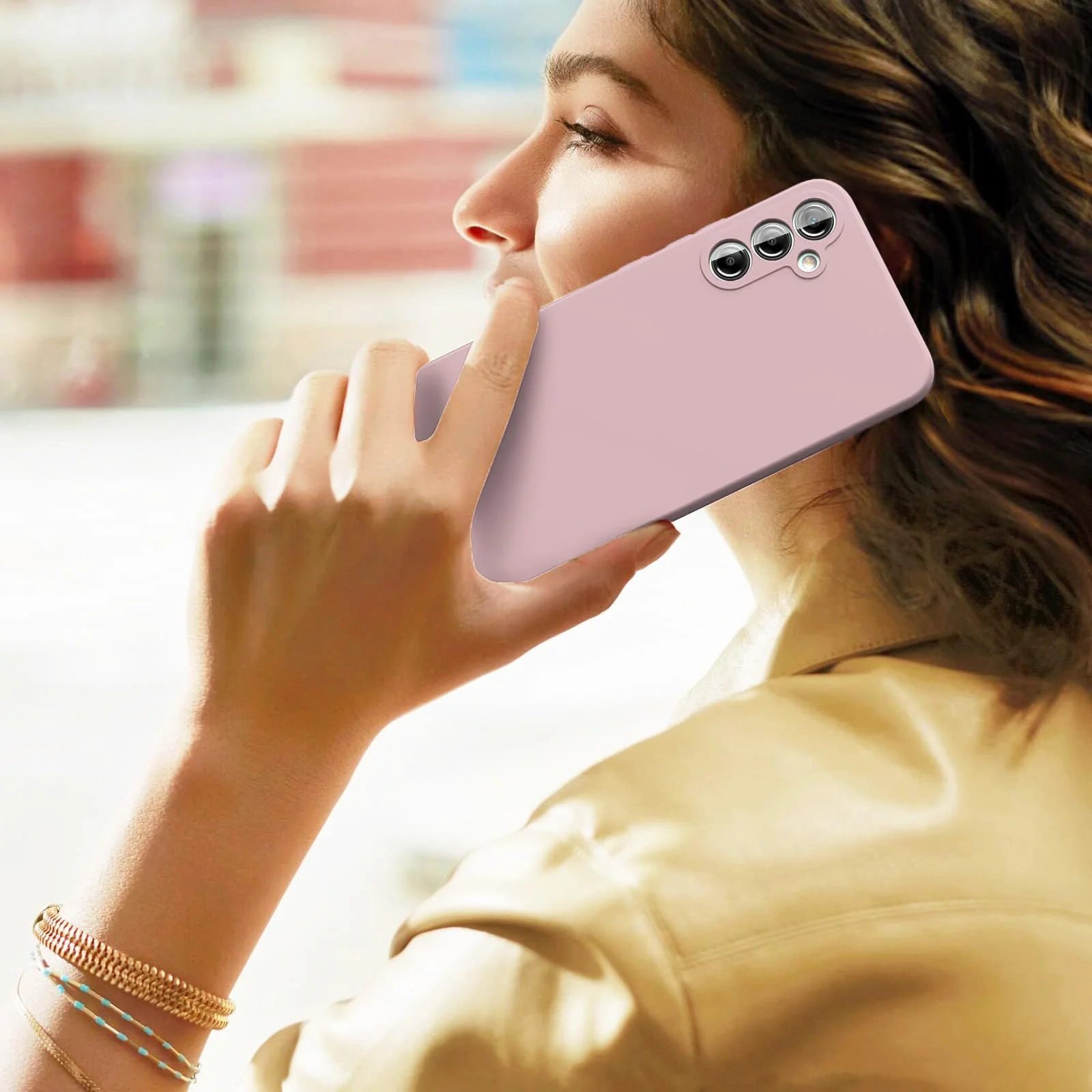 DL3 Mobilak Samsung Galaxy A04s / A13 4G /A13 5G Case, Soft Flexible Silicone Gel Rubber Bumper Cover, Full Body Shockproof Protective Phone Case - Cashmere