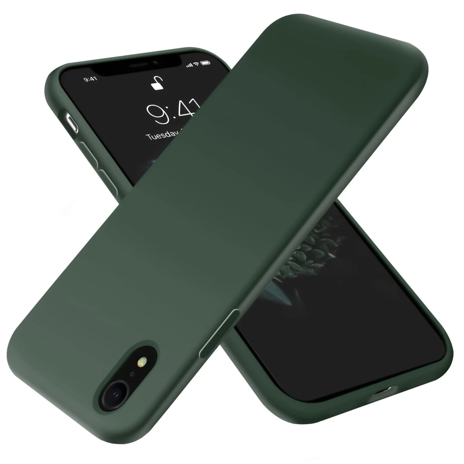 DL3 Mobilak Liquid Silicone Case for iPhone XR, Shock-absorbing protection, Scratch-resistant surface, Soft microfiber lining - Green
