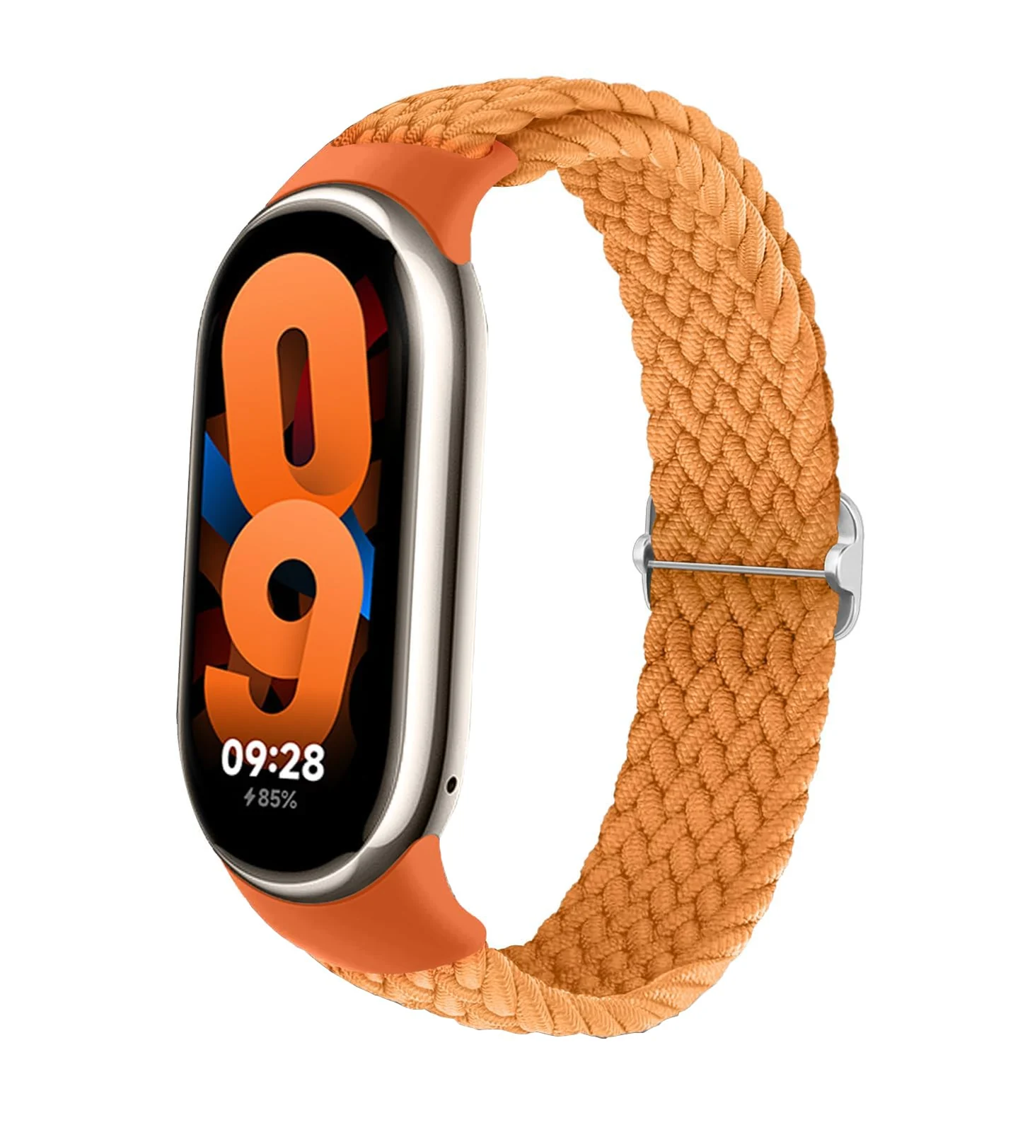 DL3 Mobilak Compatible with Xiaomi Mi Band 10/9/8 strap, Braided Solo Loop for Nylon Elastic Adjustable Replacement Wristband Compatible with Xiaomi Smart Band 8/9/10 - Orange