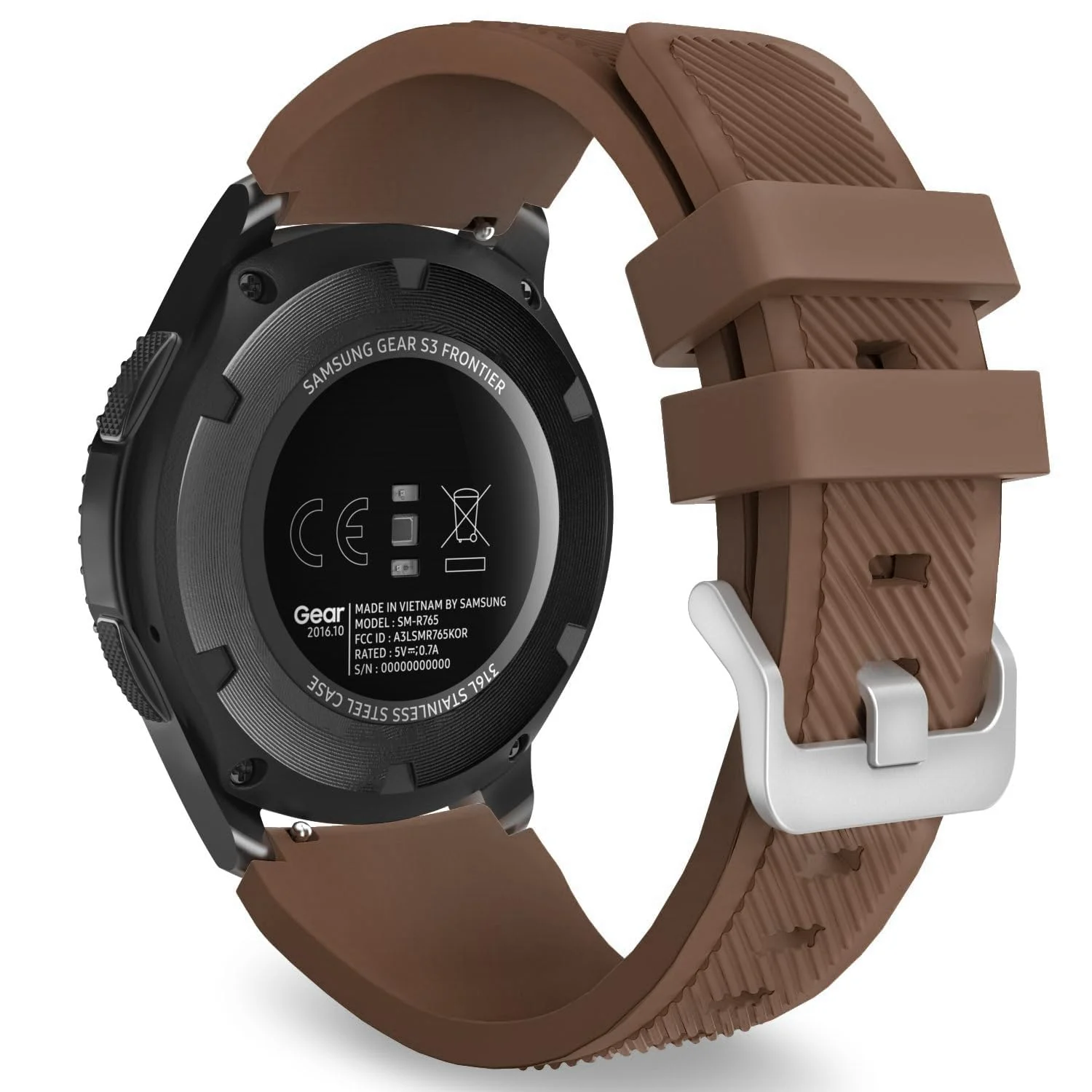DL3 Mobilak Sport Silicone Band 20MM Strap For Samsung Gear Sport/Watch 6/5/4/5 Pro 45mm/S2 classic/active 2 40mm 44mm/Amazfit GTS/2/2e/GTS3/3 Pro/2 Mini/3 Mini/Bip 3/Bip 3 Pro - Brown